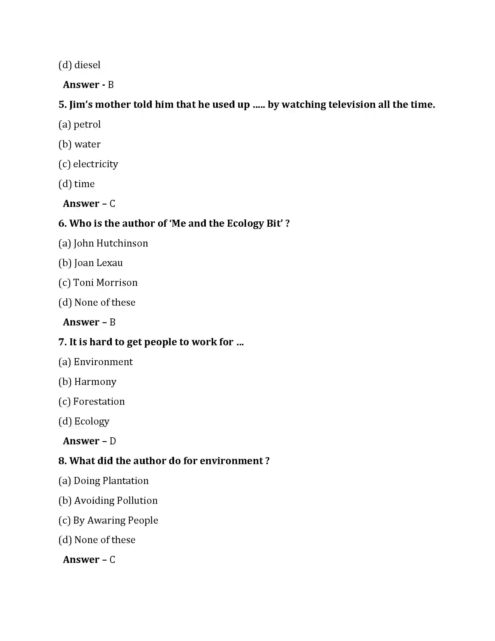 Bihar Board Class 10th Me And The Ecology Bit Me And The Ecology Bit  Objective Objective Question 2