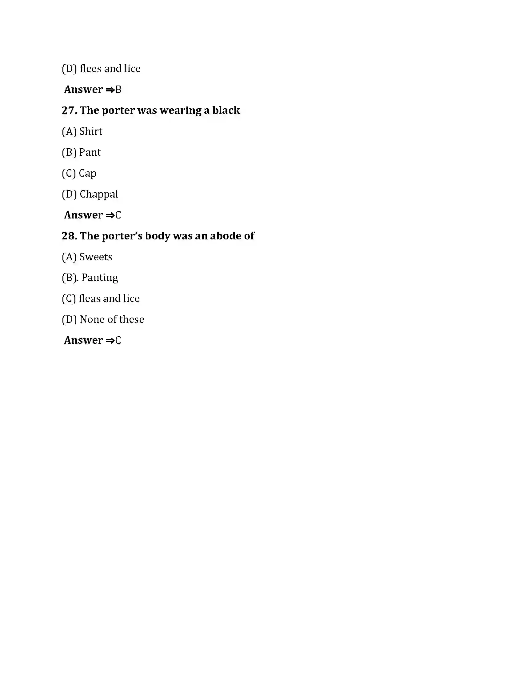 Bihar Board Class 10th The Sleeping Porter The Sleeping Porter  Objective Objective Question 7