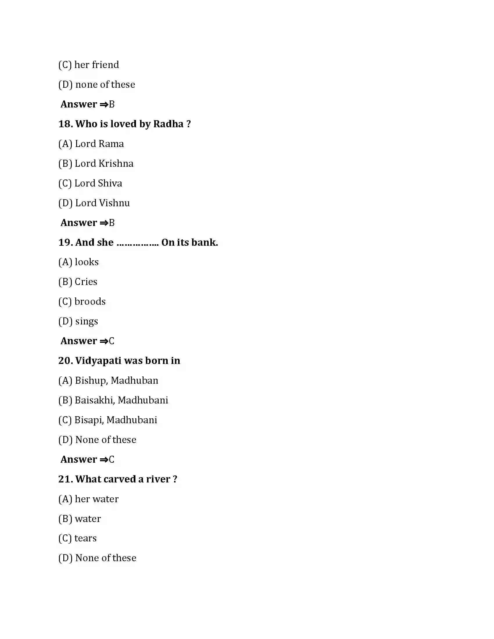 Bihar Board Class 10th Thinner Than A Crescent Thinner Than A Crescent  Objective Objective Question 5