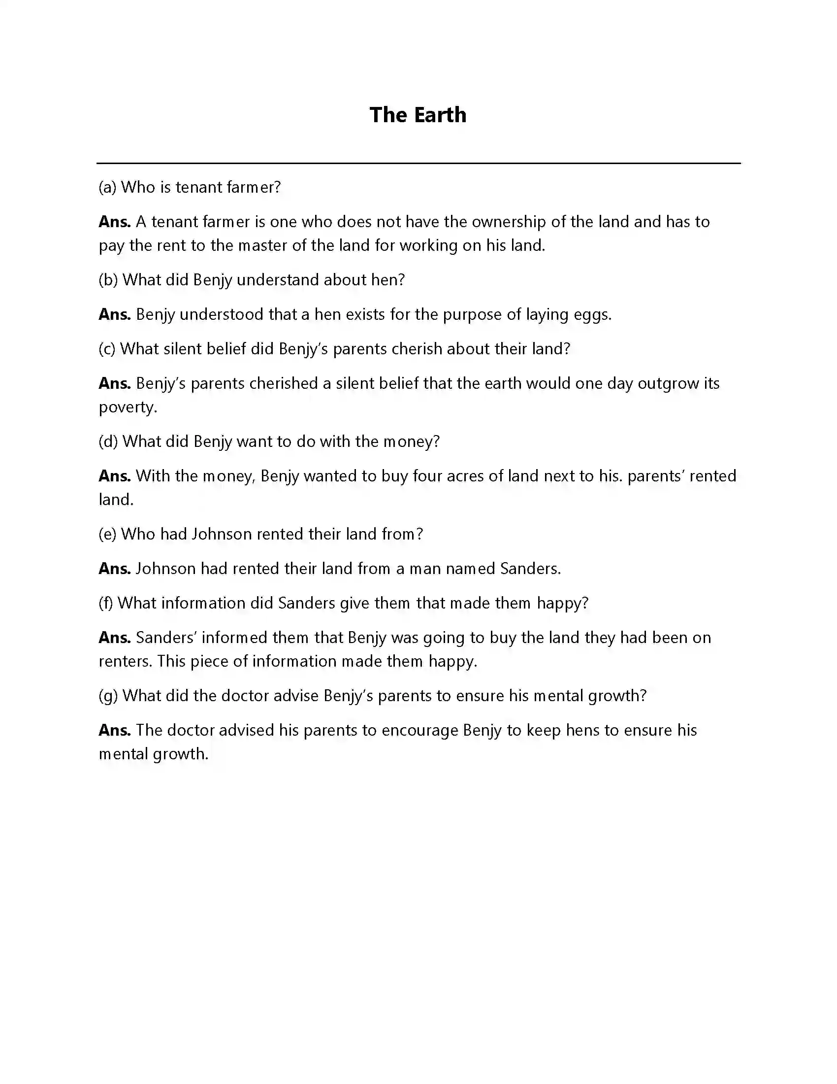 Bihar Board Class 12th The Earth The Earth  Subjective Objective Question 1