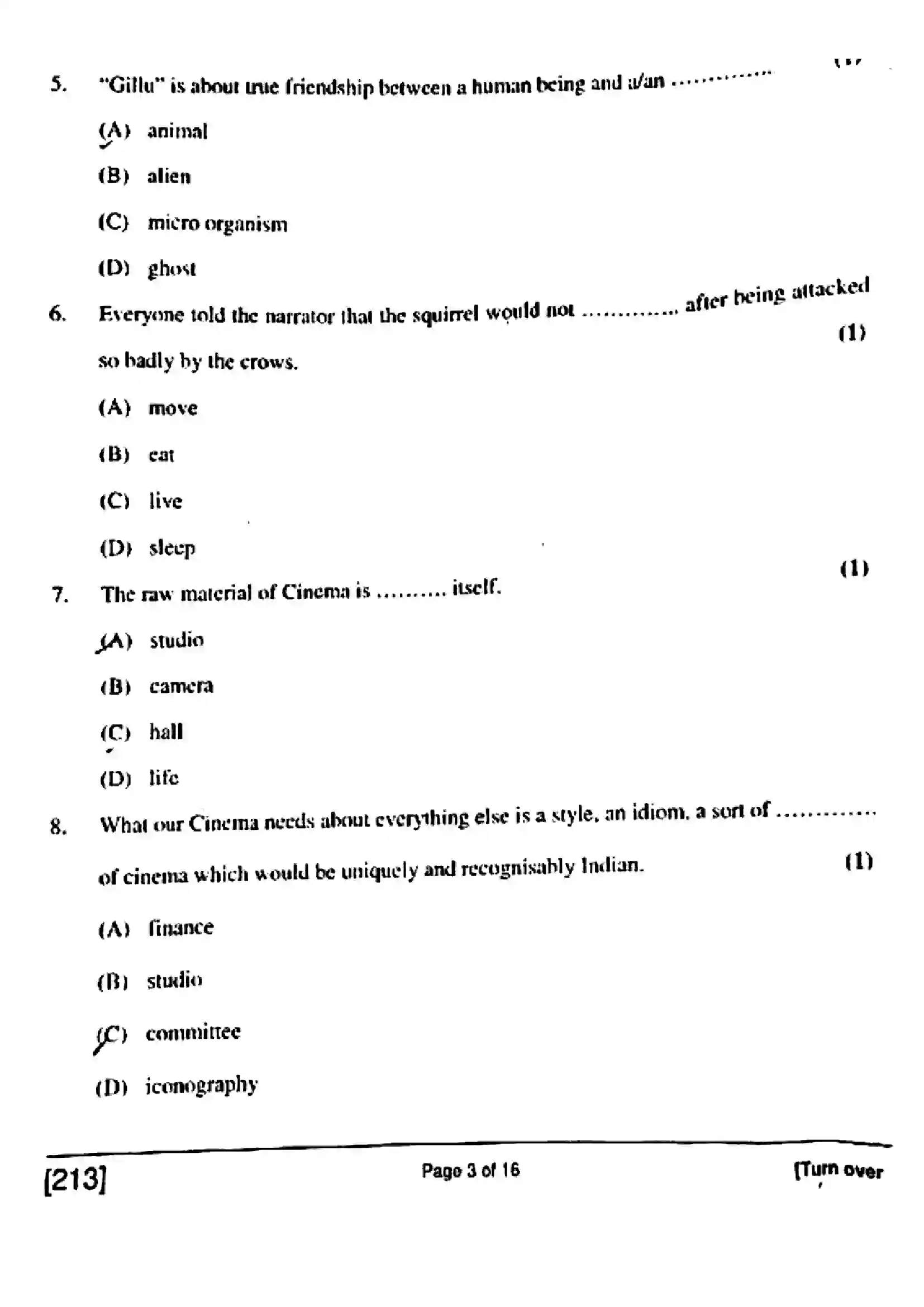 Bihar Board Class 10th 2018 English  213  2018 Previous Year Paper 3