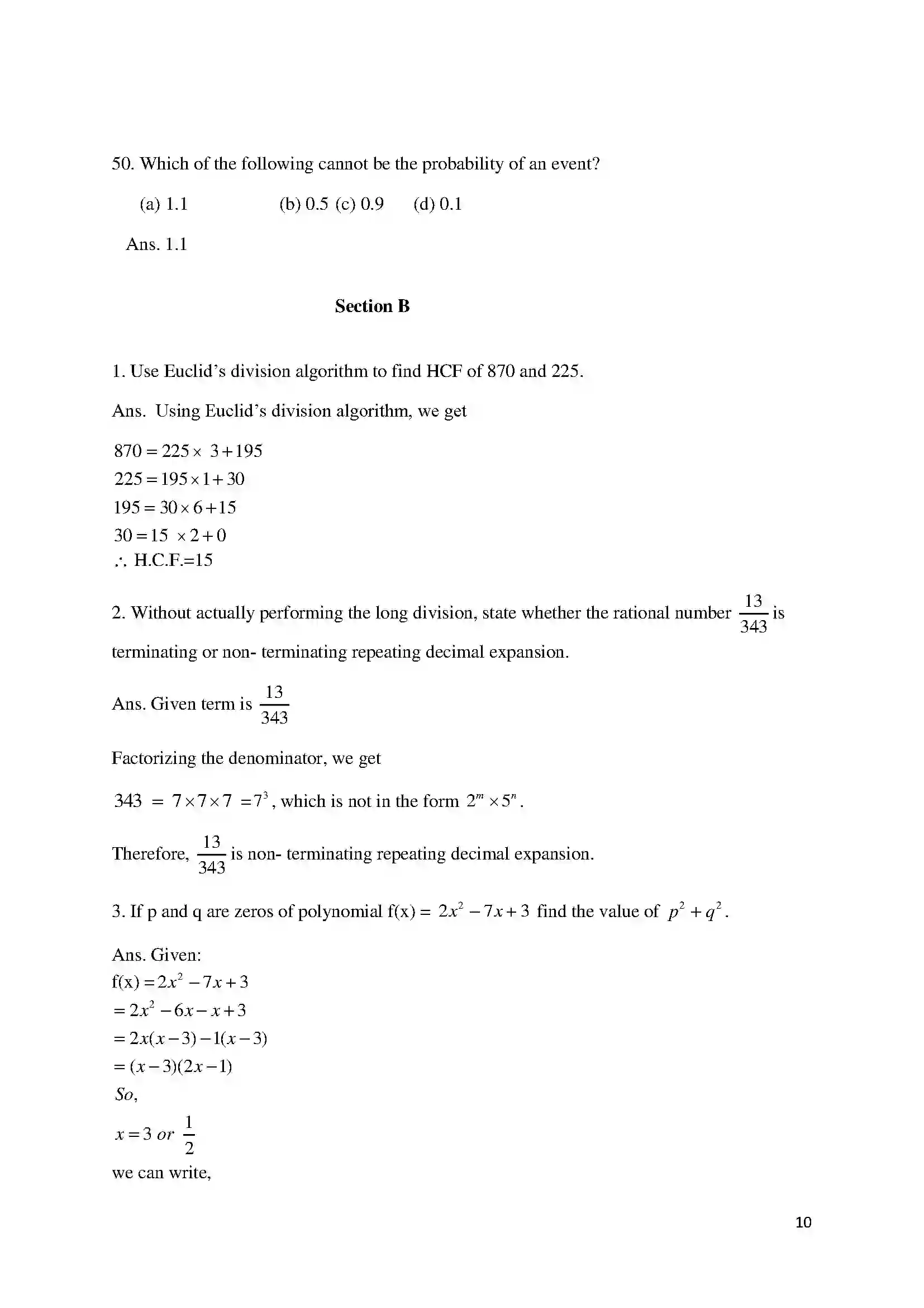 Bihar Board Class 10th 2018 Mathematics  2018 Previous Year Paper 10