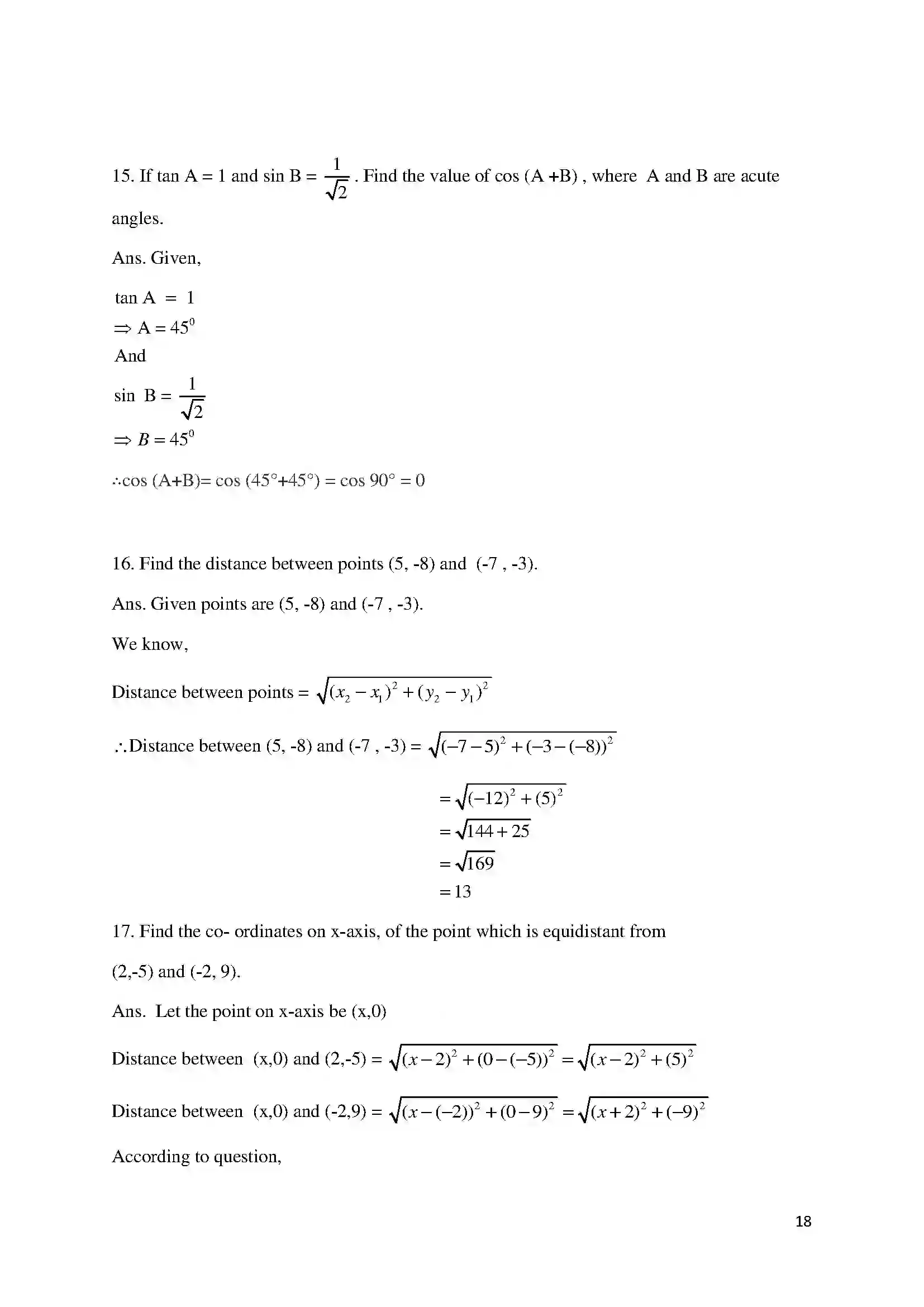 Bihar Board Class 10th 2018 Mathematics  2018 Previous Year Paper 18