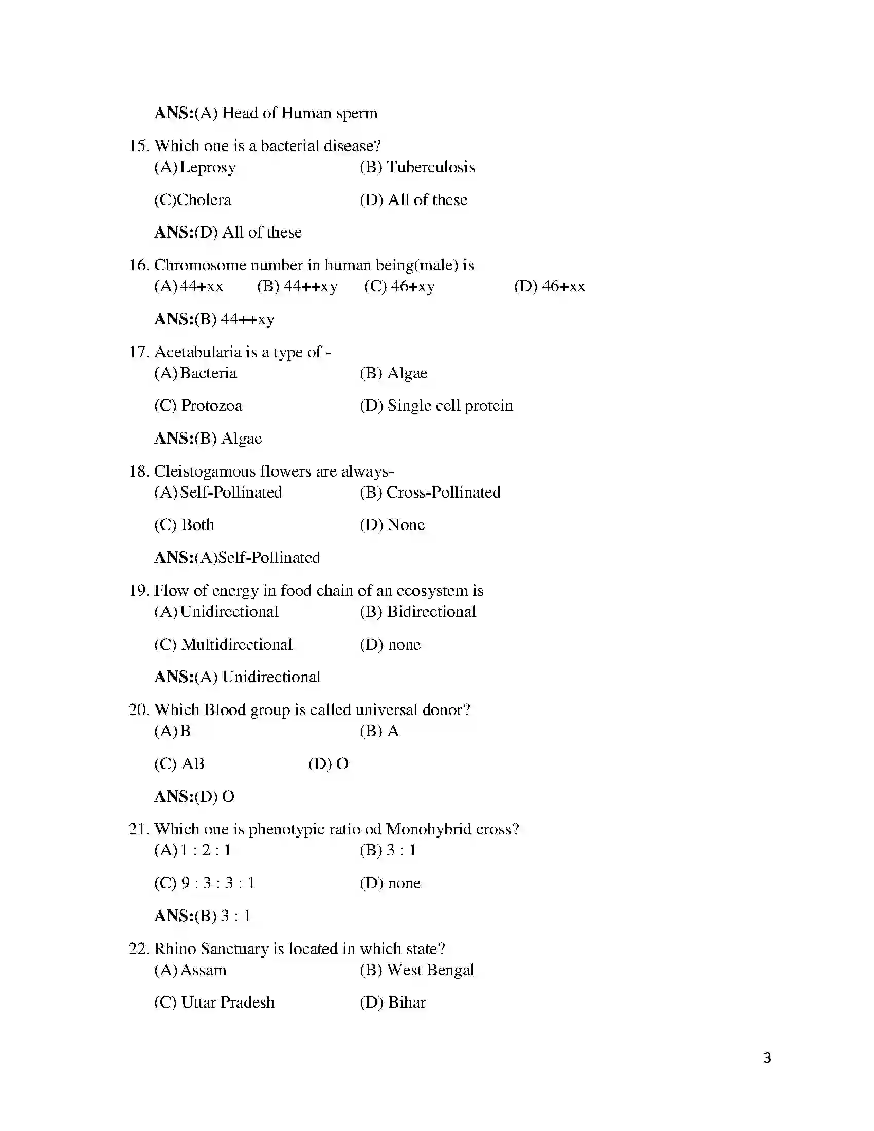 Bihar Board Class 12th 2017 Biology  2017 Previous Year Paper 3