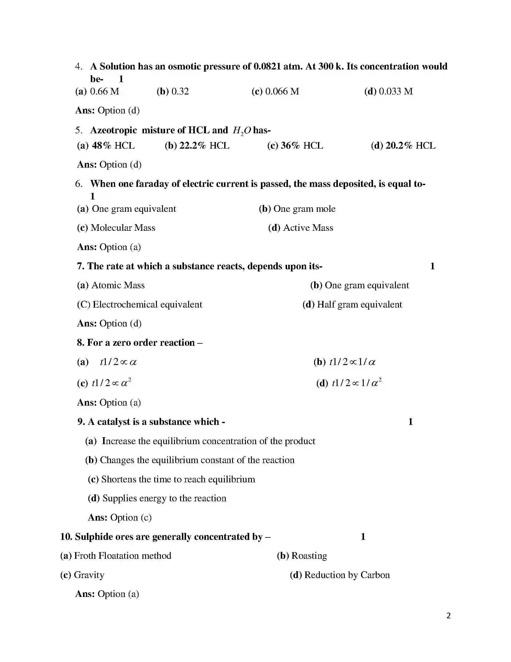 Bihar Board Class 12th 2017 Chemistry  2017 Previous Year Paper 2