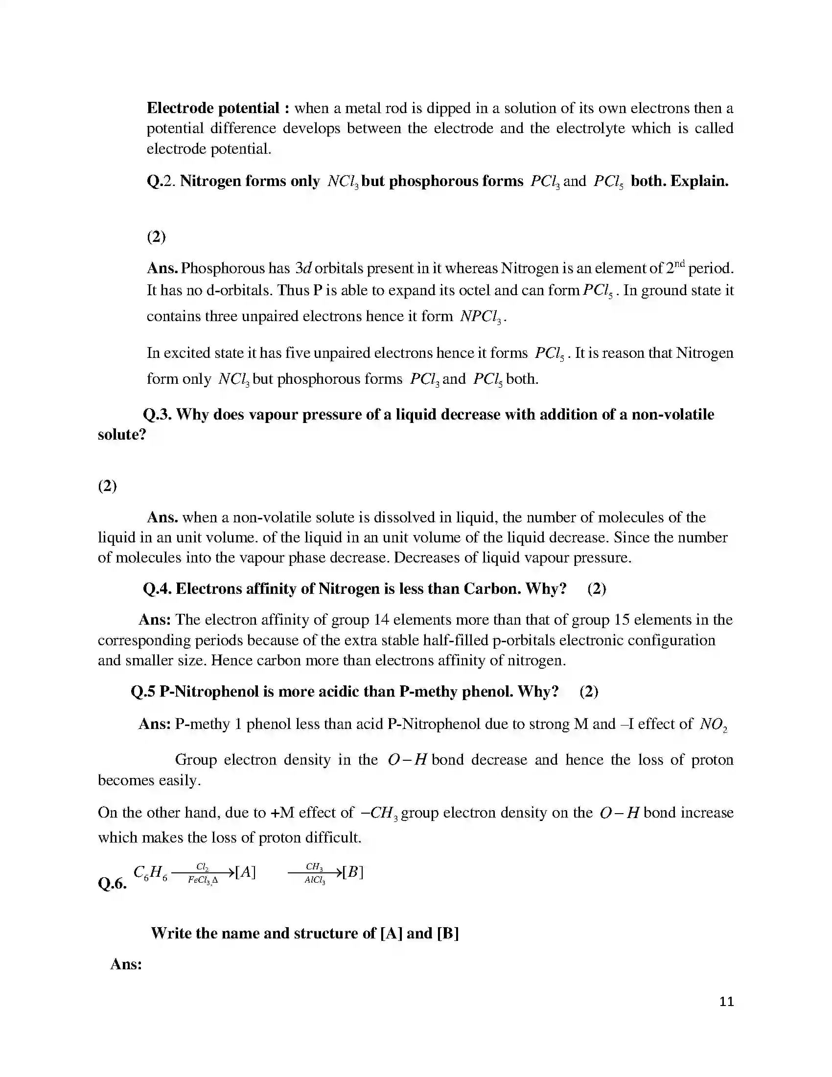 Bihar Board Class 12th 2018 Chemistry  2018 Previous Year Paper 11