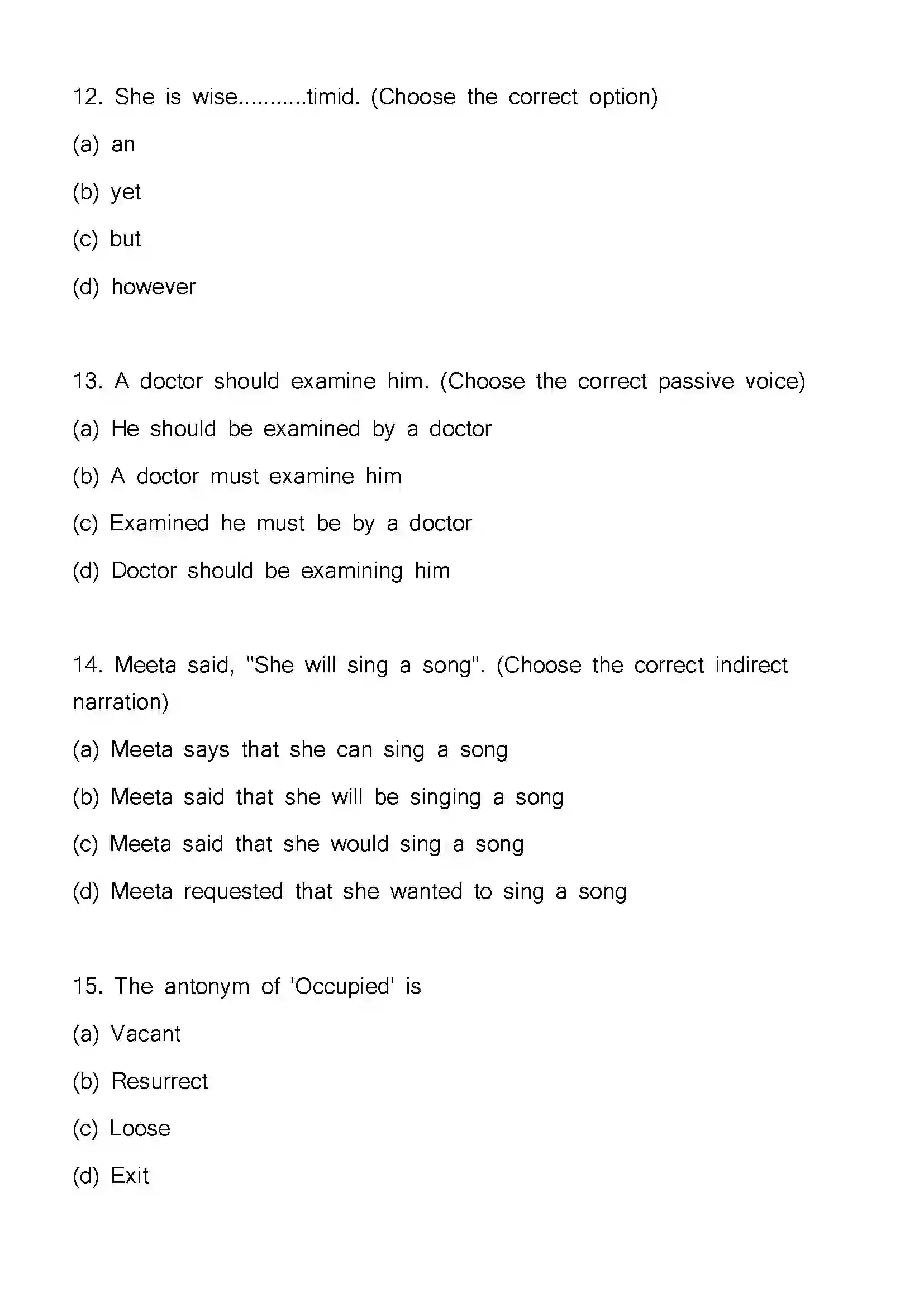 Bihar Board Class 12th 2023 English Previous Year Paper 5