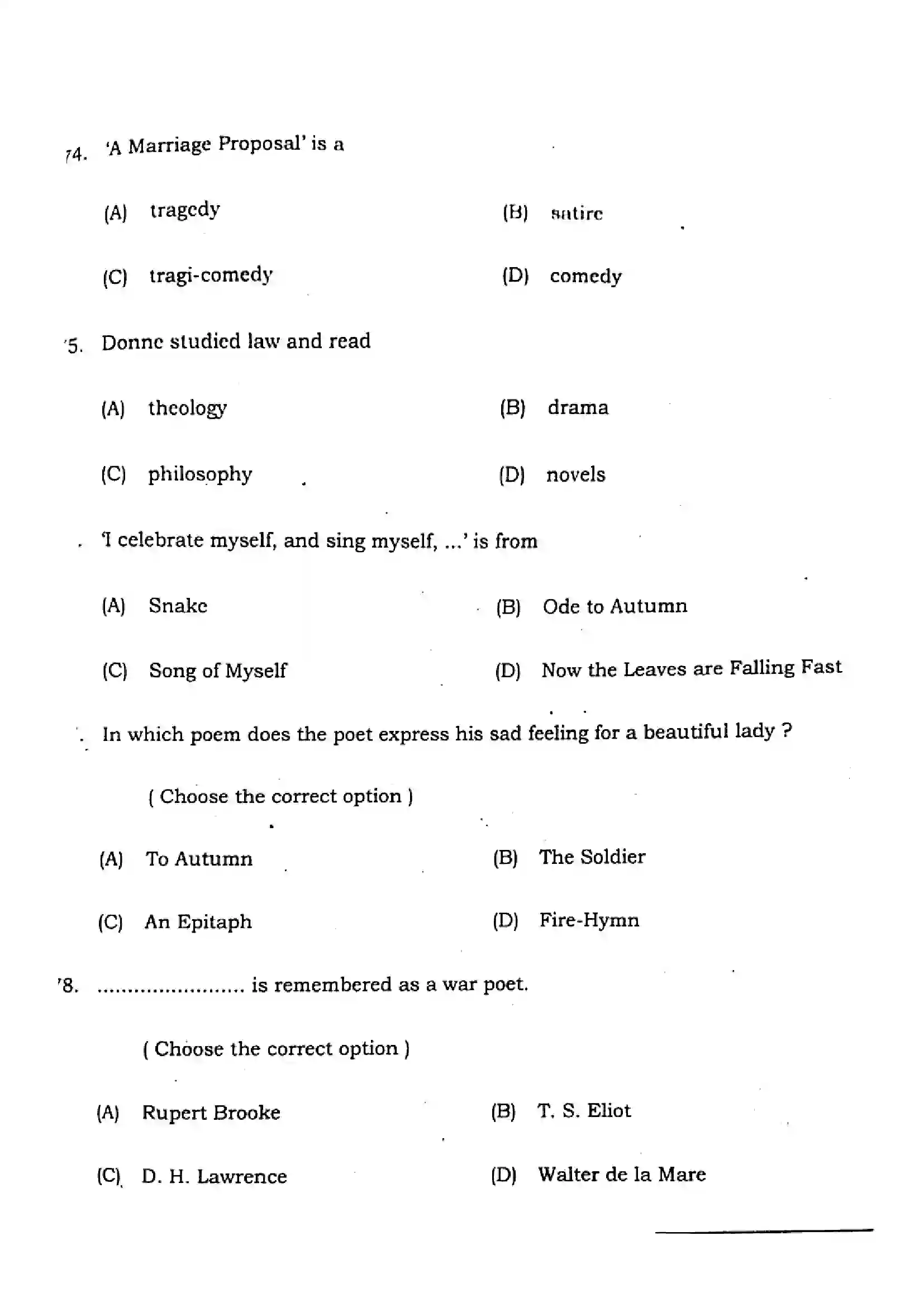 Bihar Board Class 12th 2021 English Compulsory  105205B  2021 Previous Year Paper 18