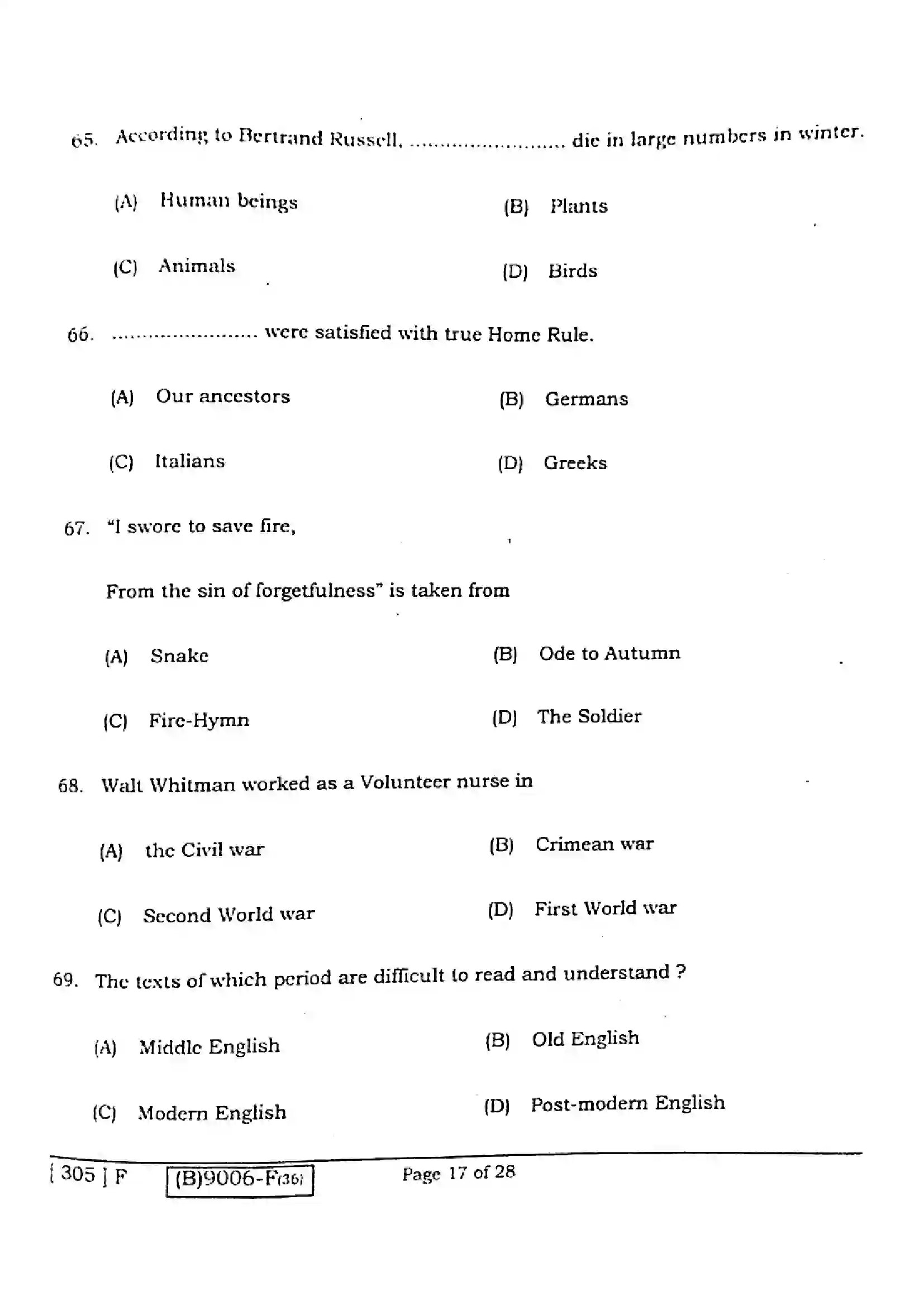 Bihar Board Class 12th 2021 English Compulsory  305F  2021 Previous Year Paper 16