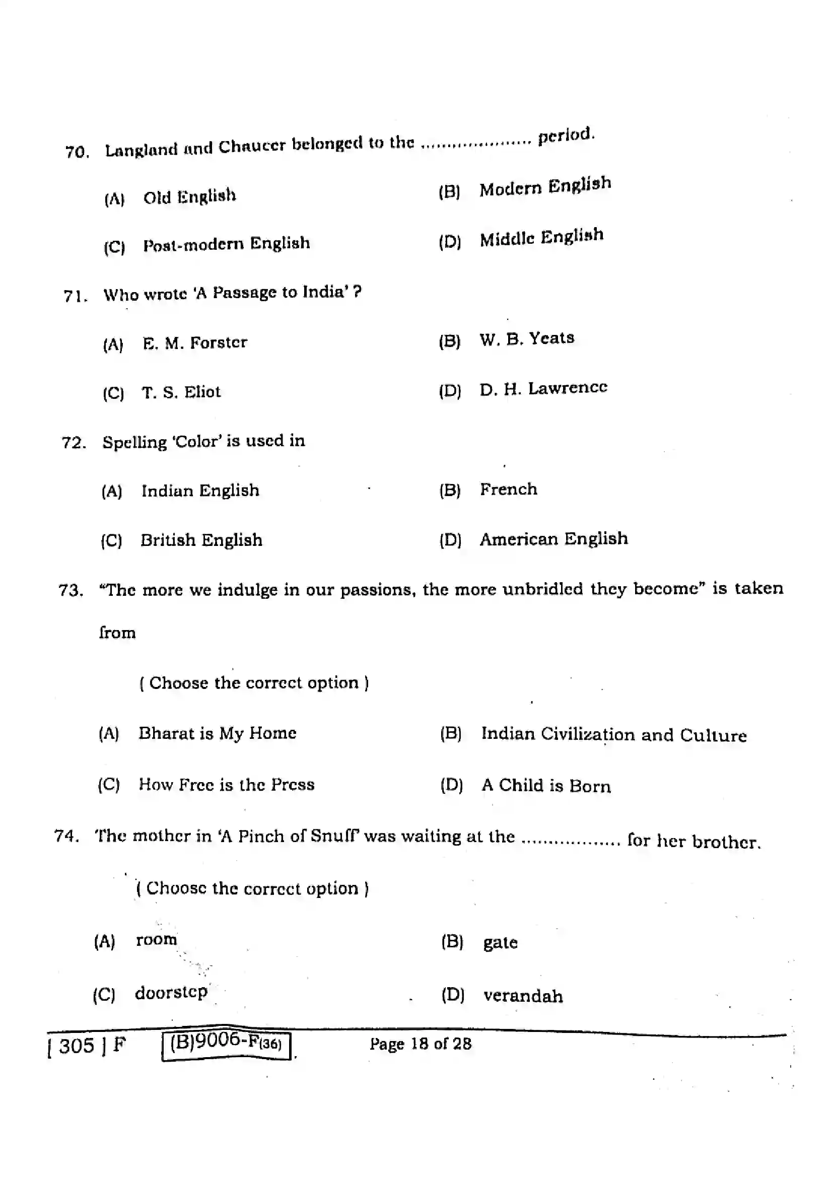 Bihar Board Class 12th 2021 English Compulsory  305F  2021 Previous Year Paper 17
