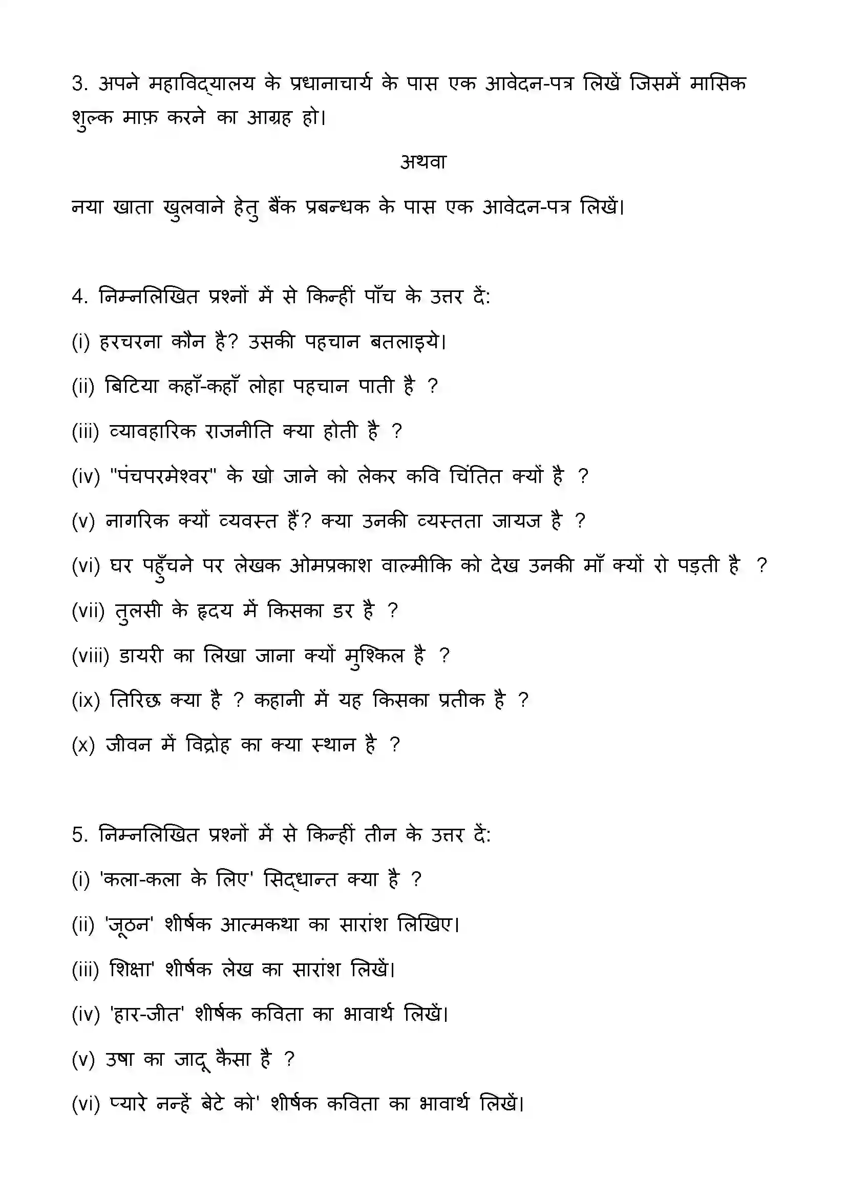 Bihar Board Class 12th 2023 Hindi Previous Year Paper 28