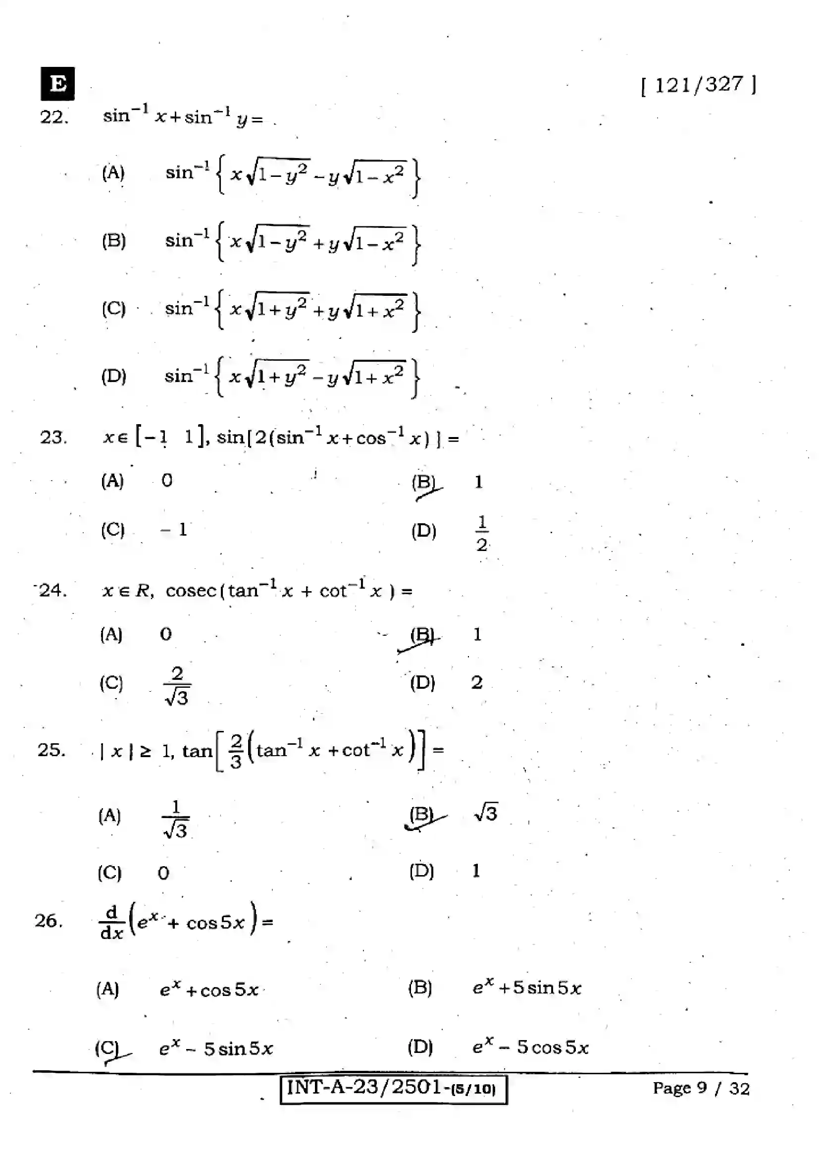 Bihar Board Class 12th 2023 Maths 2023 Previous Year Paper 9