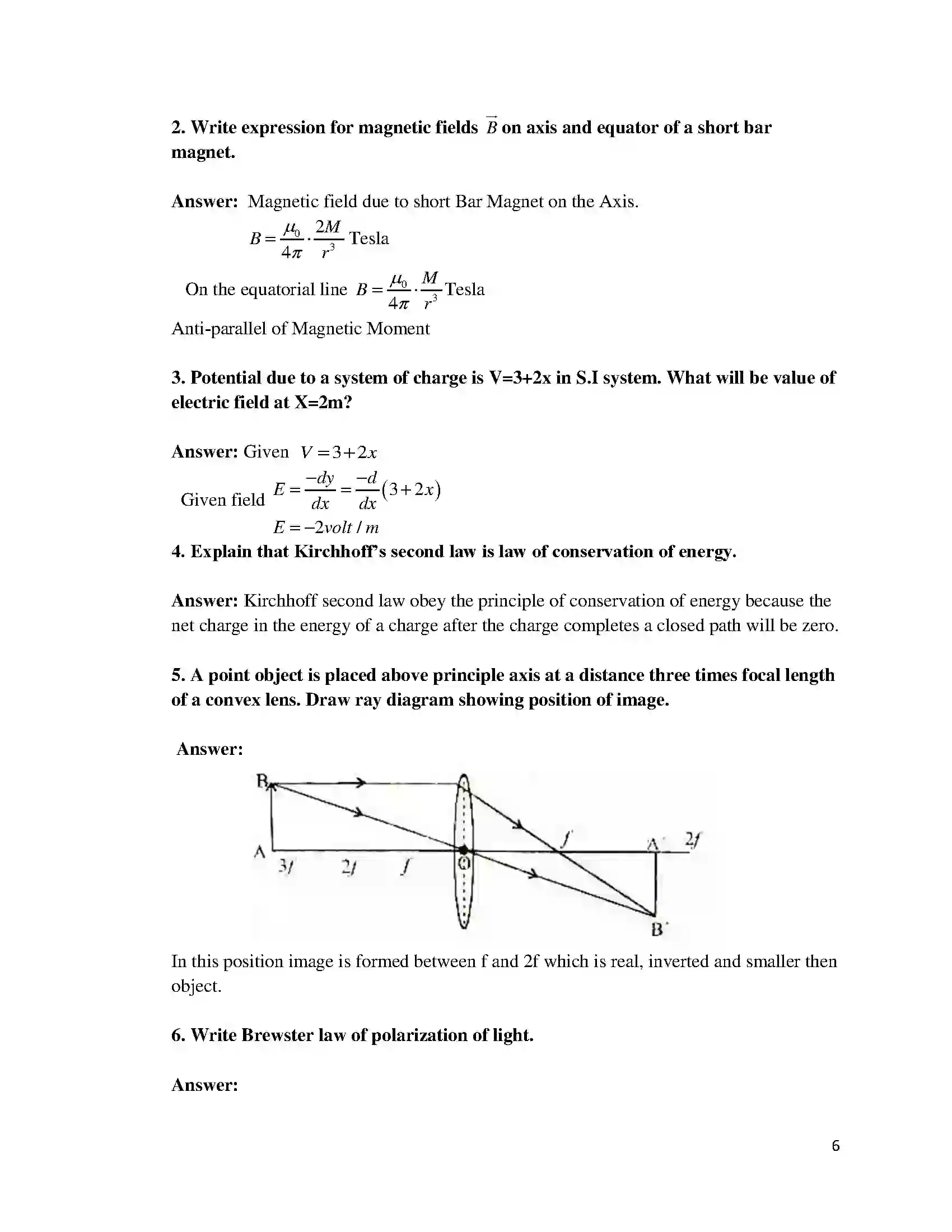 Bihar Board Class 12th 2017 Physics  2017 Previous Year Paper 6