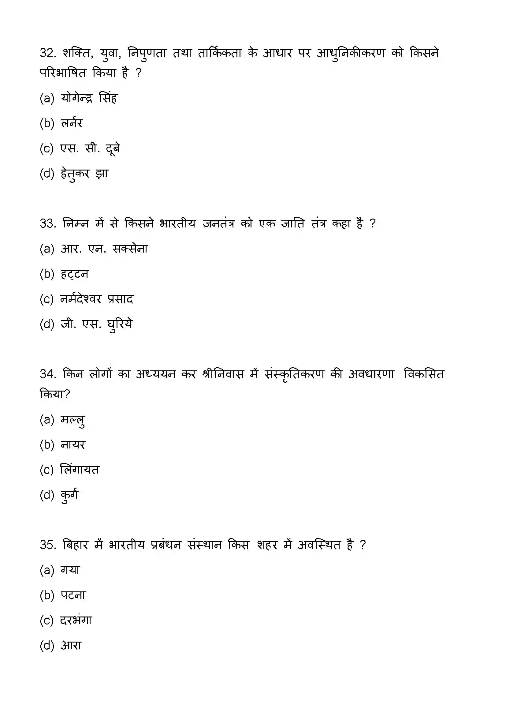 Bihar Board Class 12th 2023 Sociology Previous Year Paper 10