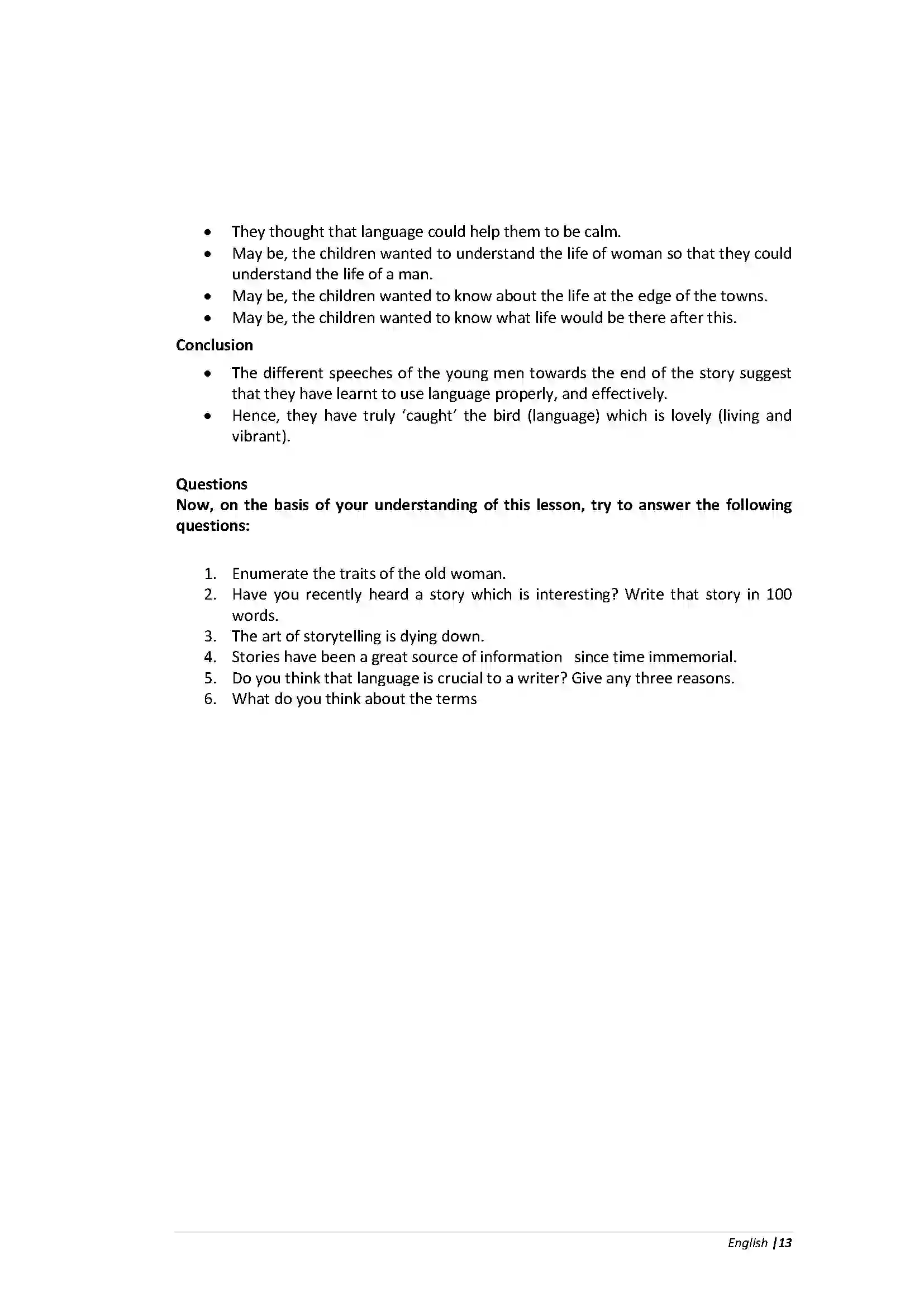 Bihar Board Class 10th English Once Upon a Time  Chapter Revision Note 2