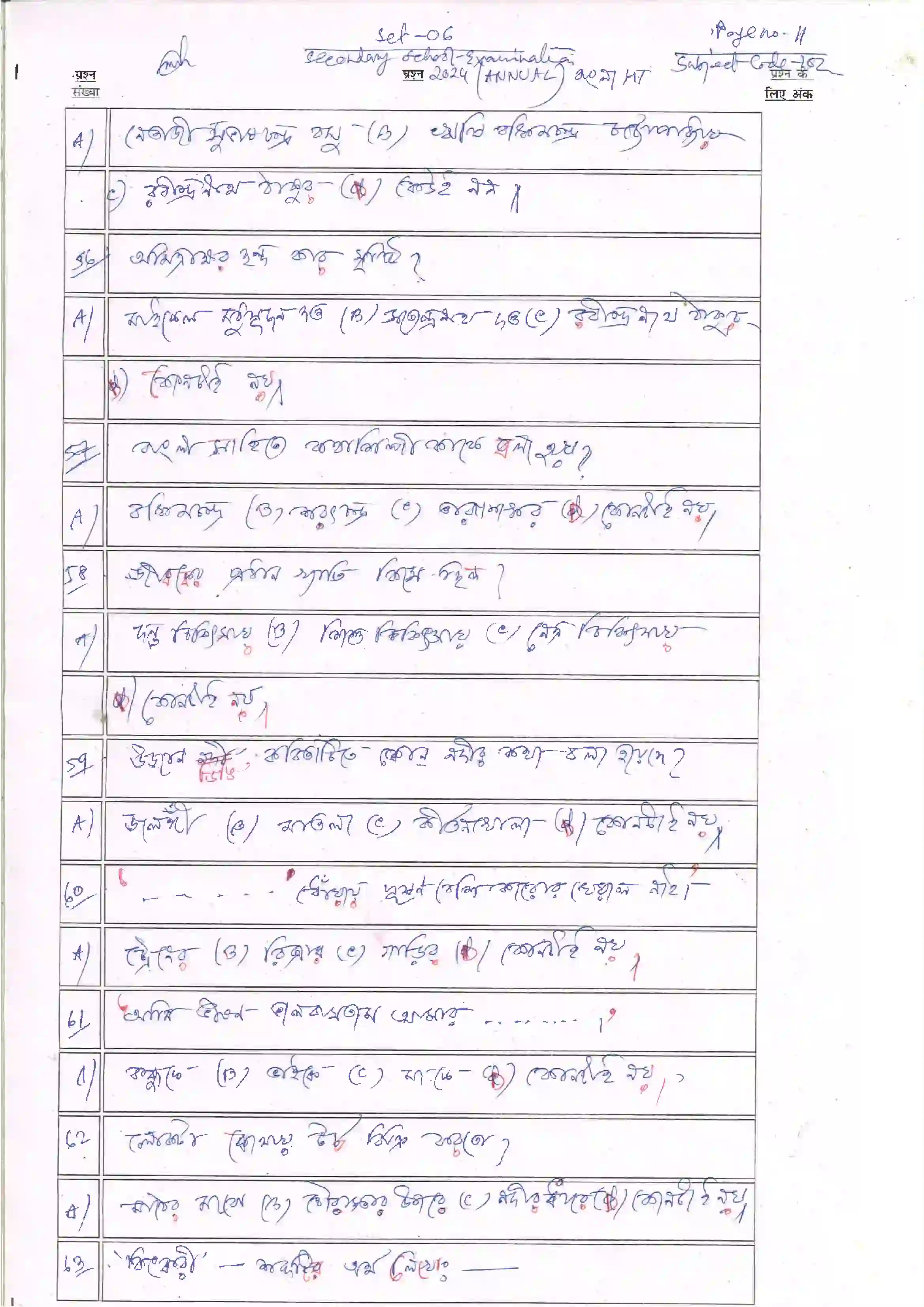 Bihar Board Class 10th 2024 Bangla Sample Paper 11