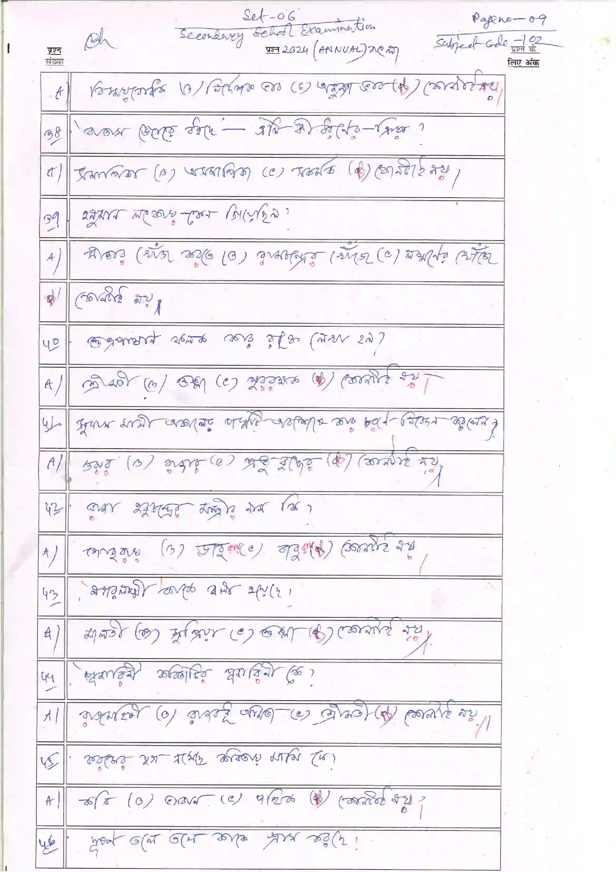 Bihar Board Class 10th 2024 Bangla Sample Paper 9