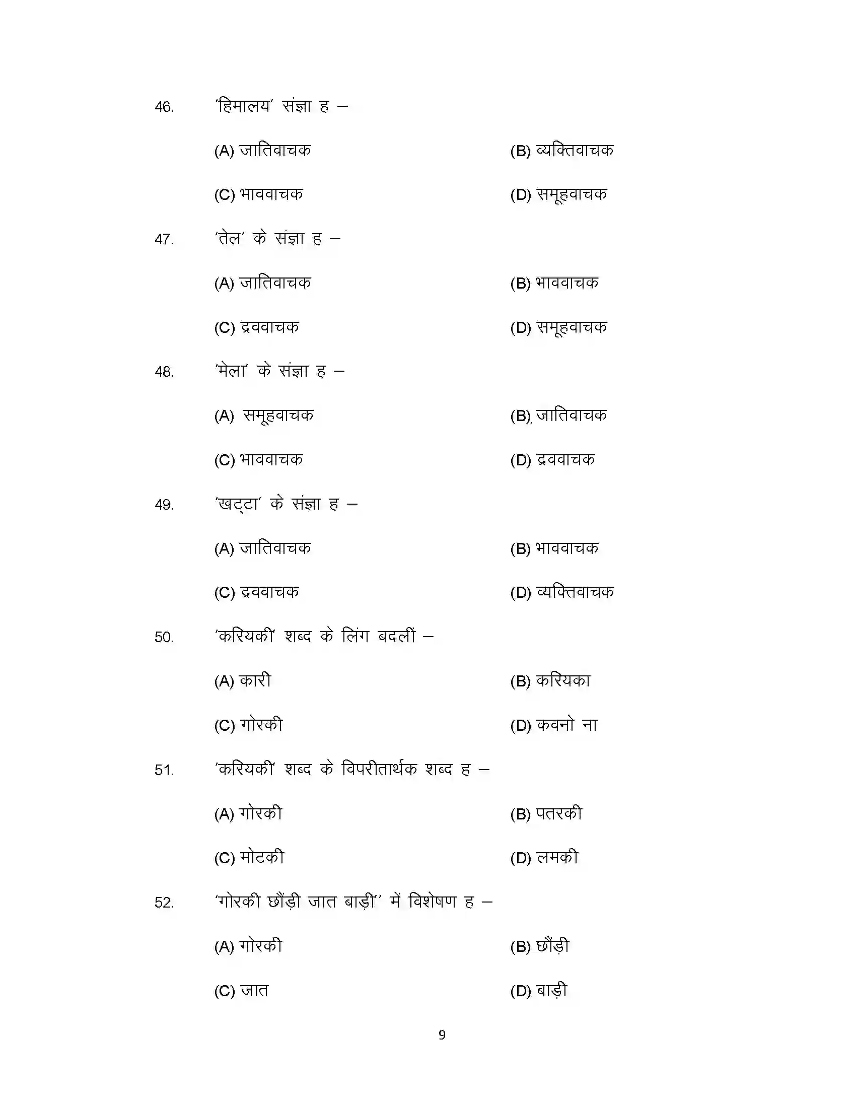 Bihar Board Class 10th 2021 Bhojpuri Sample Paper 9