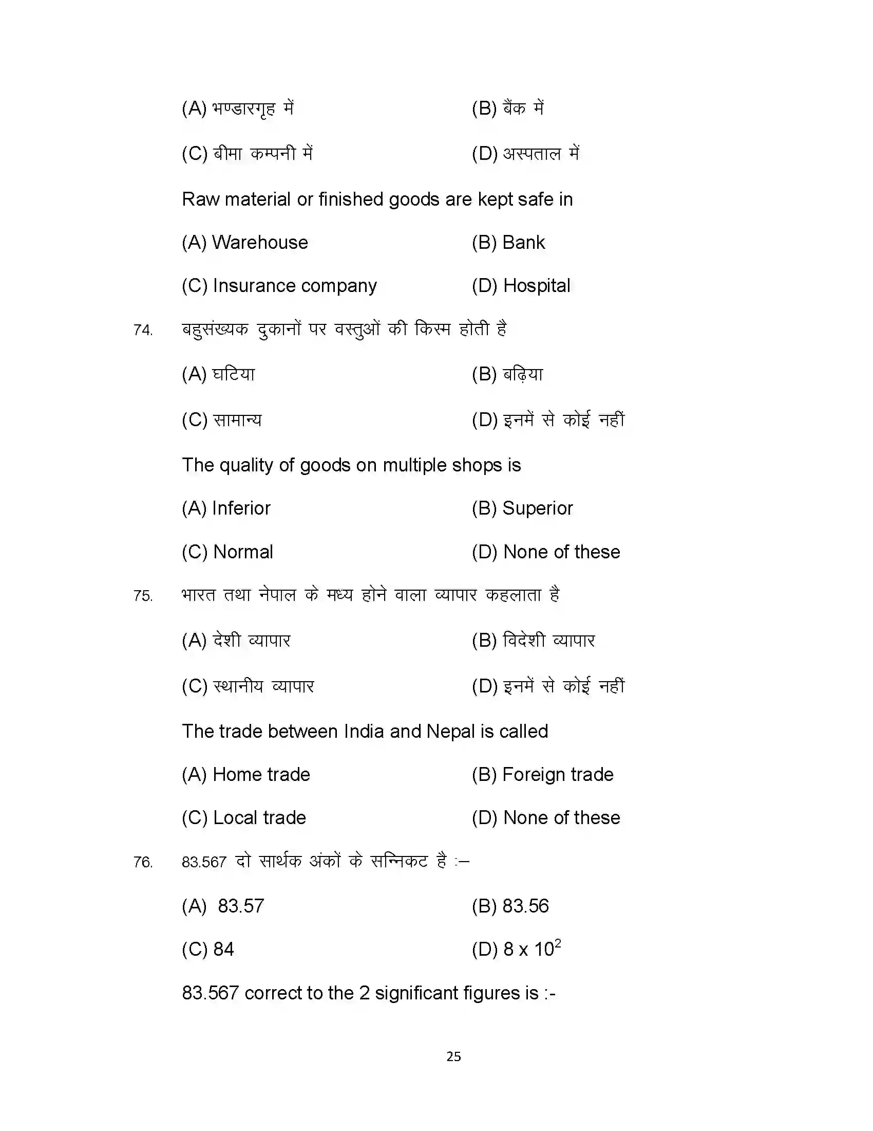 Bihar Board Class 10th 2024 Commerce Sample Paper 25