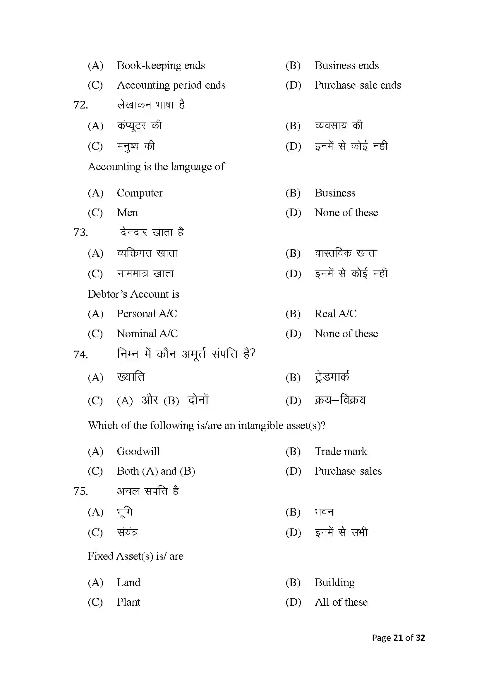 Bihar Board Class 10th 2025 Commerce Sample Paper 21