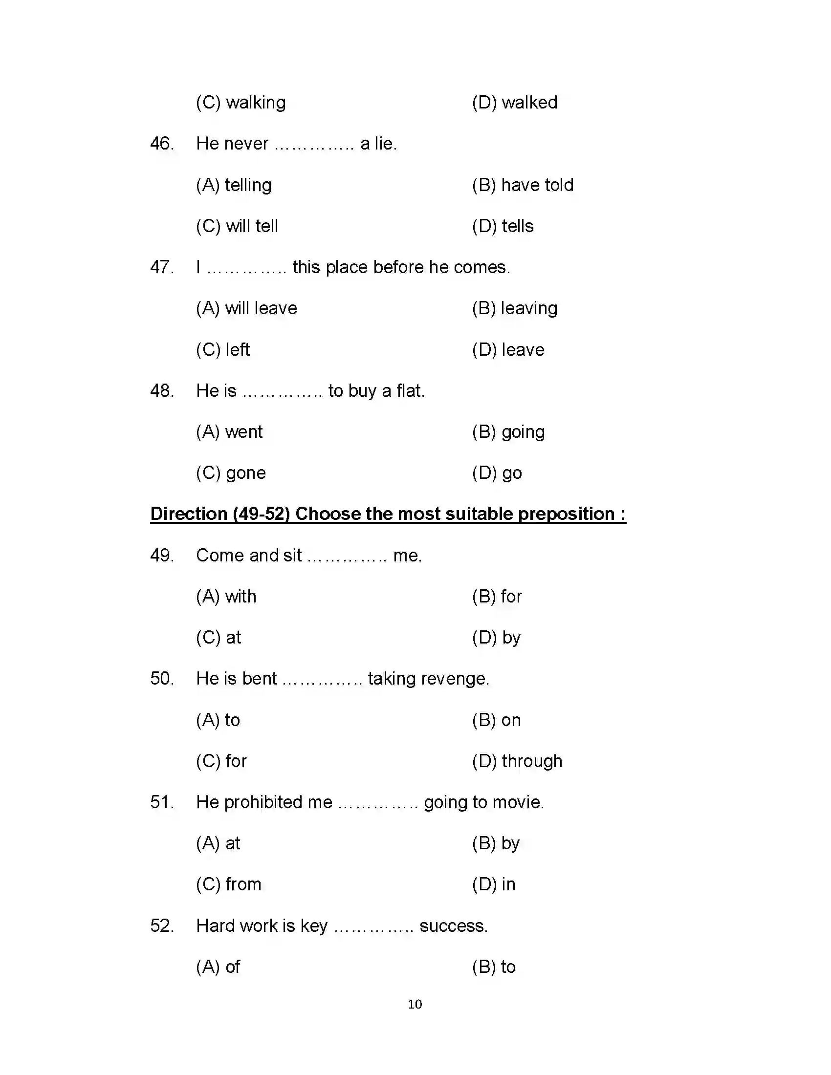 Bihar Board Class 10th 2021 English Sample Paper 10