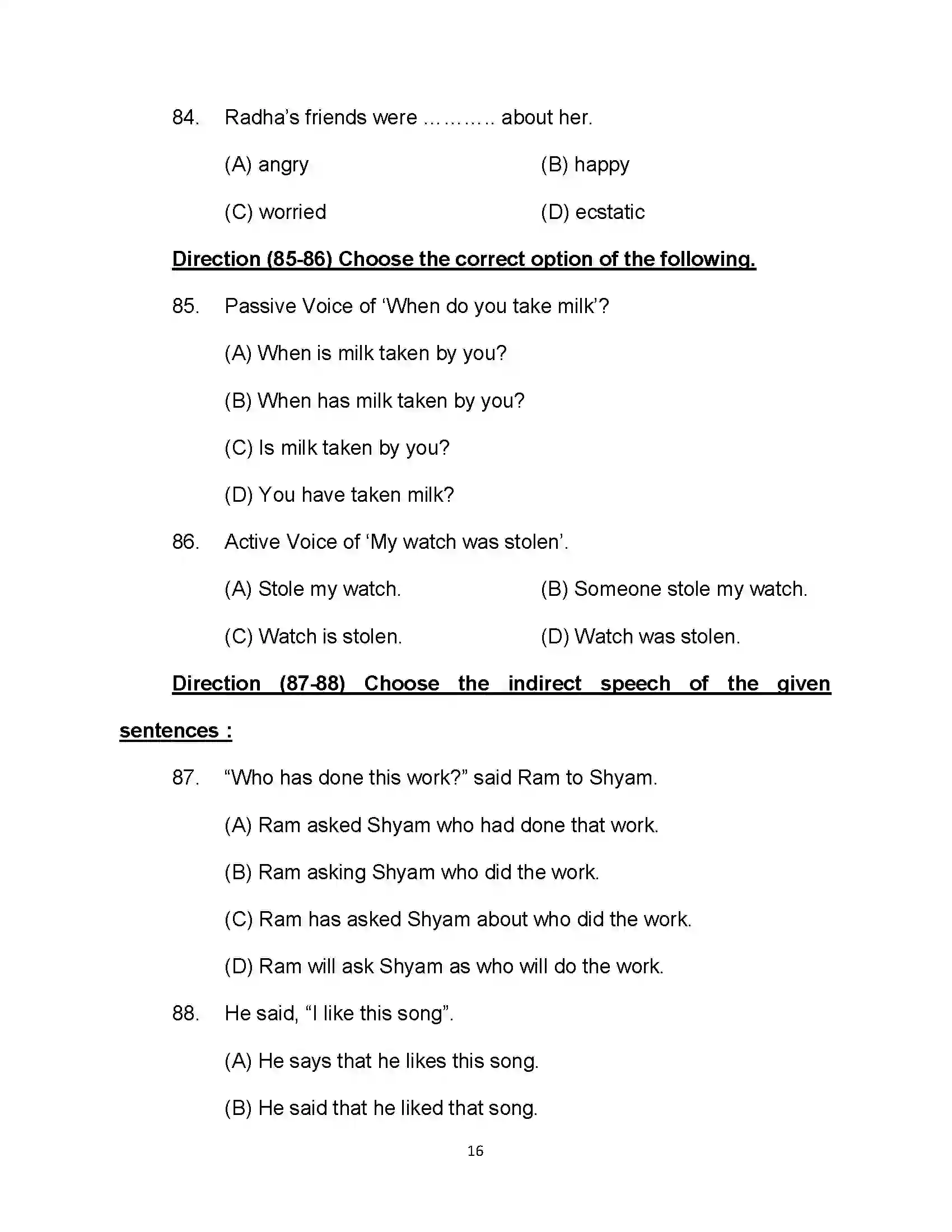 Bihar Board Class 10th 2021 English Sample Paper 16