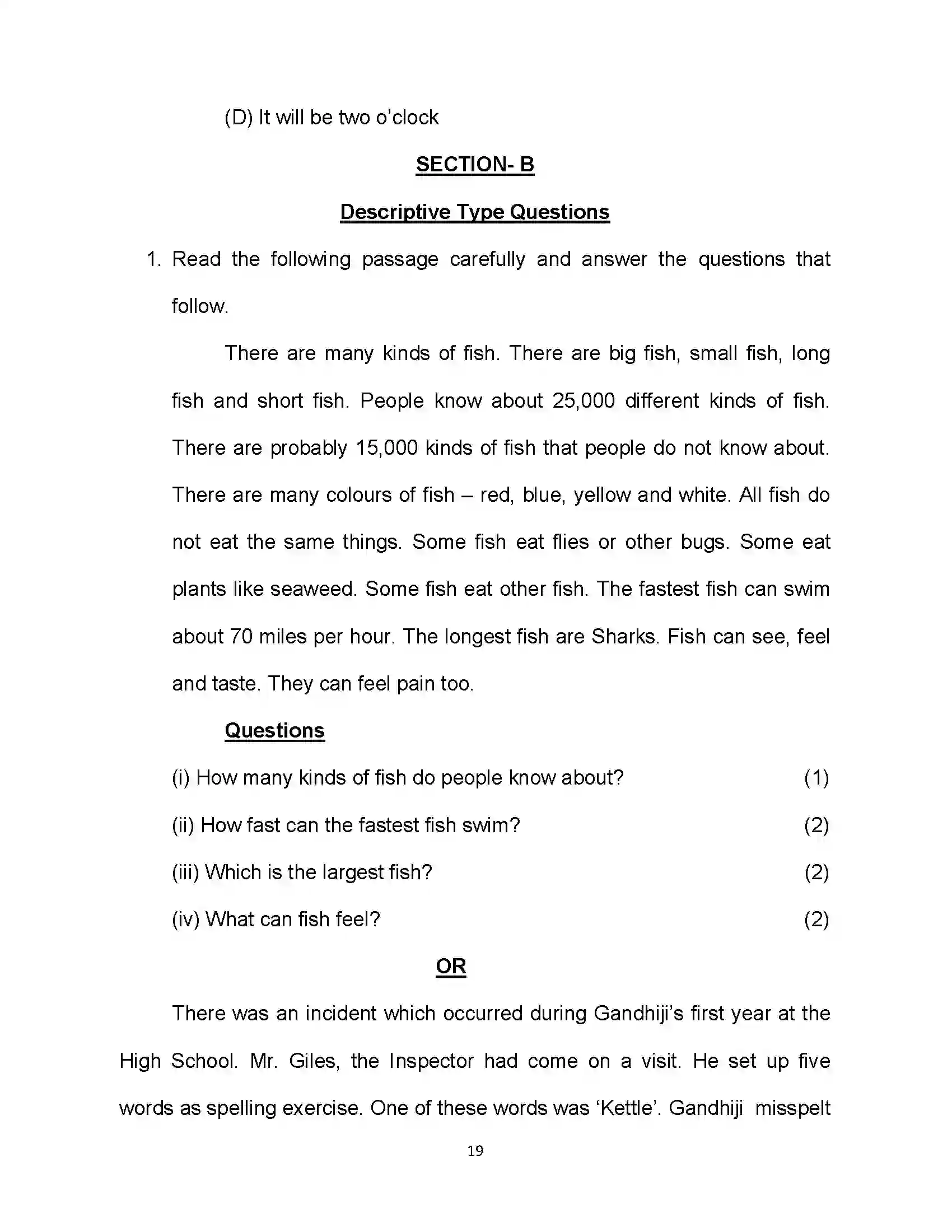 Bihar Board Class 10th 2021 English Sample Paper 19