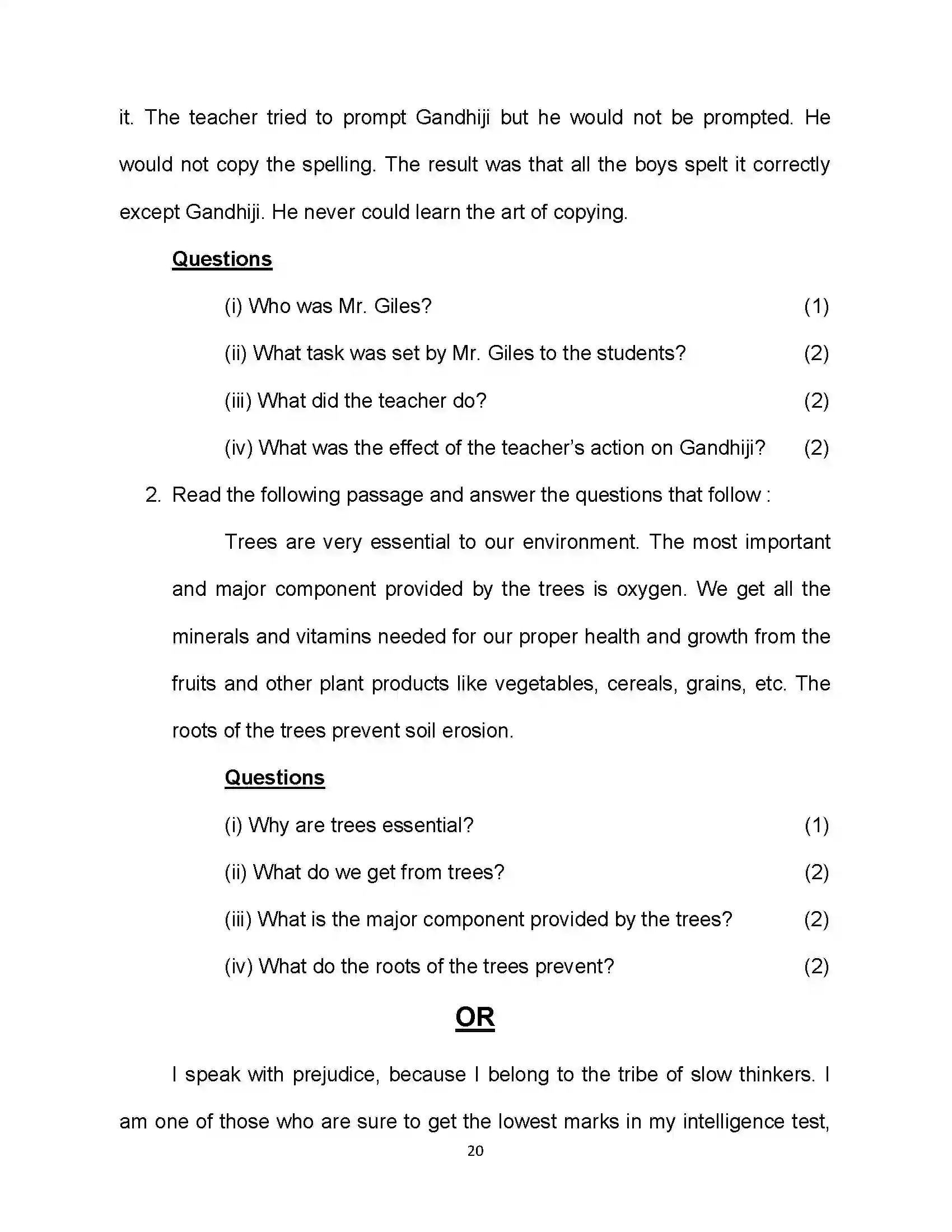 Bihar Board Class 10th 2021 English Sample Paper 20