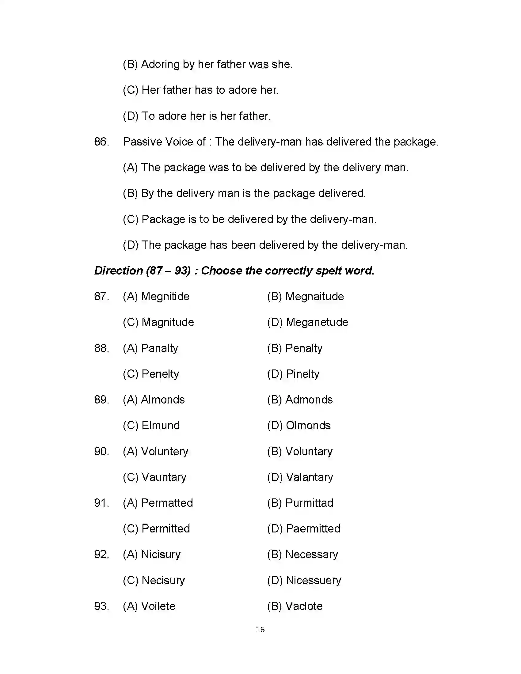 Bihar Board Class 10th 2024 English Sample Paper 16