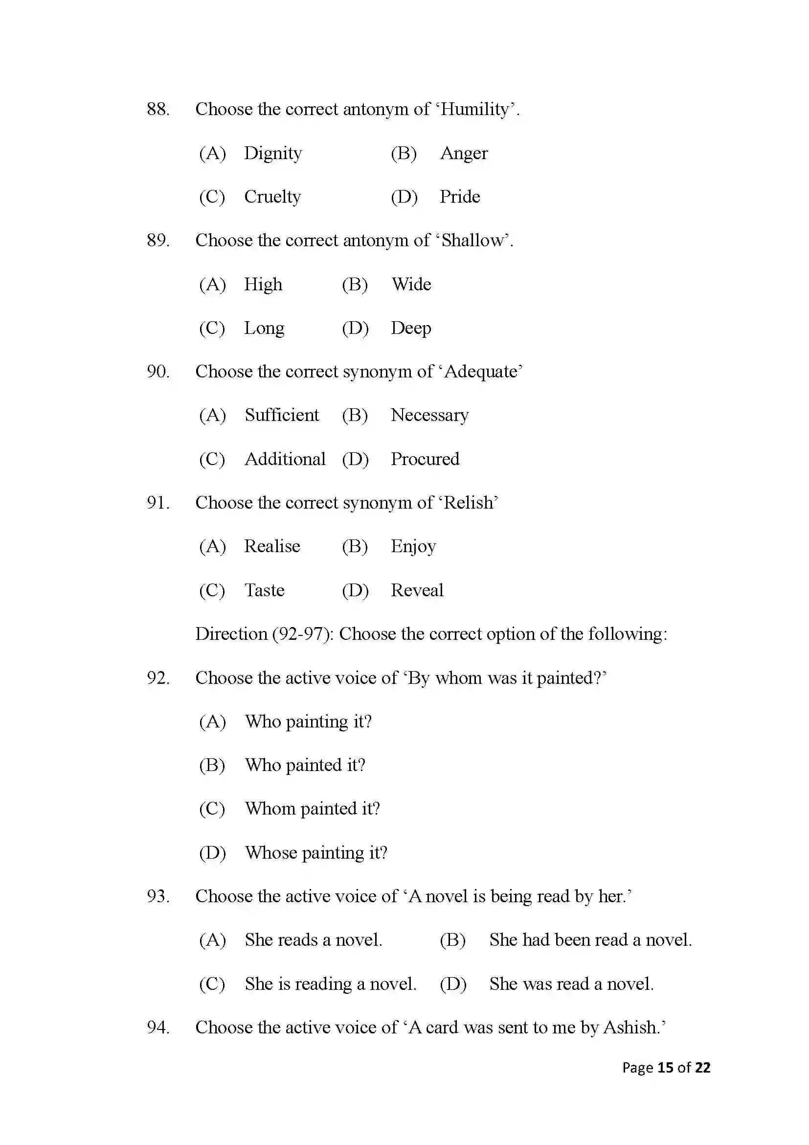 Bihar Board Class 10th 2025 English Sample Paper 15