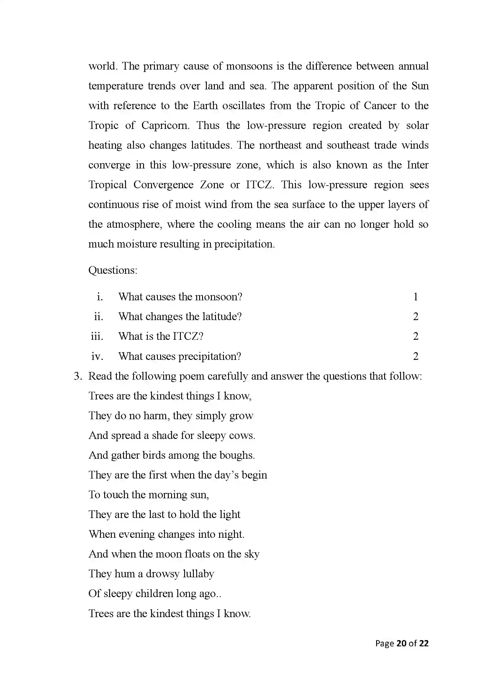 Bihar Board Class 10th 2025 English Sample Paper 20