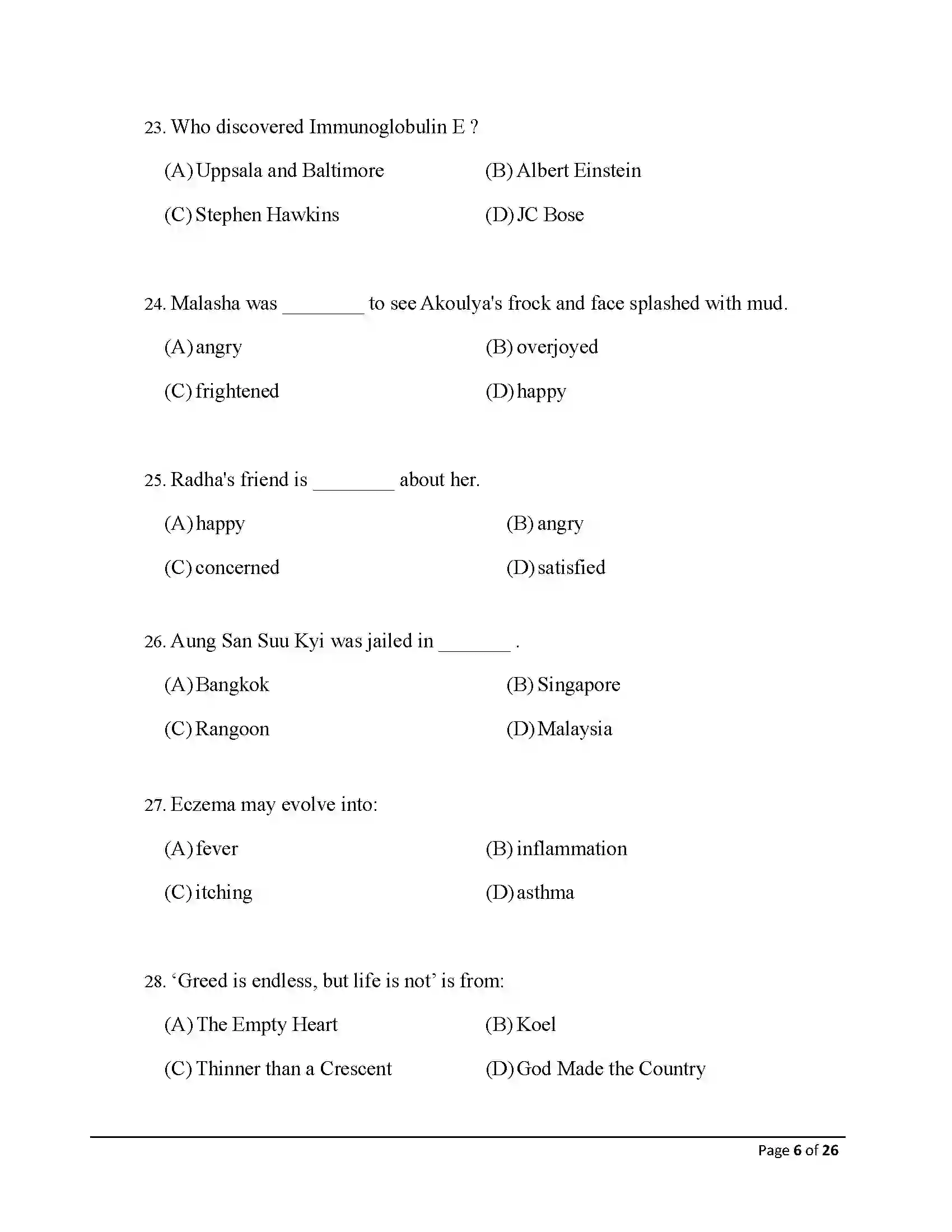 Bihar Board Class 10th 2026 English Sample Paper 6