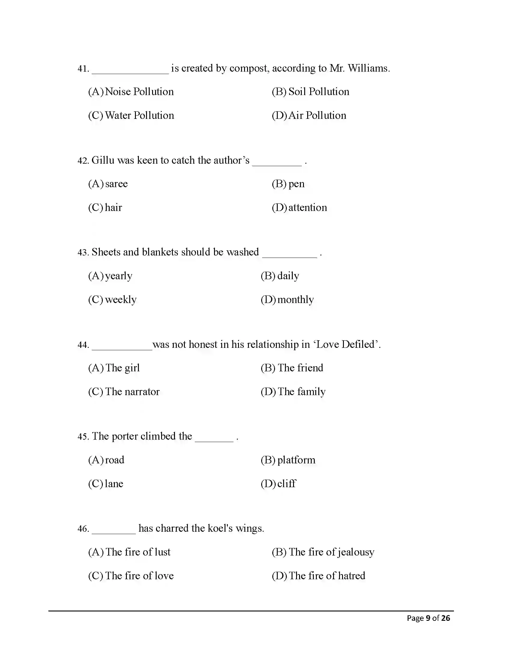 Bihar Board Class 10th 2026 English Sample Paper 9