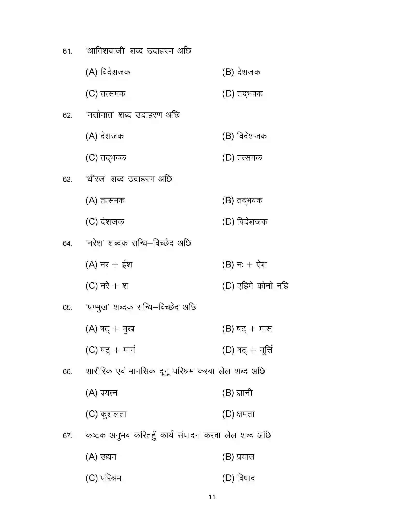 Bihar Board Class 10th 2023 Maithili (124) Sample Paper 11