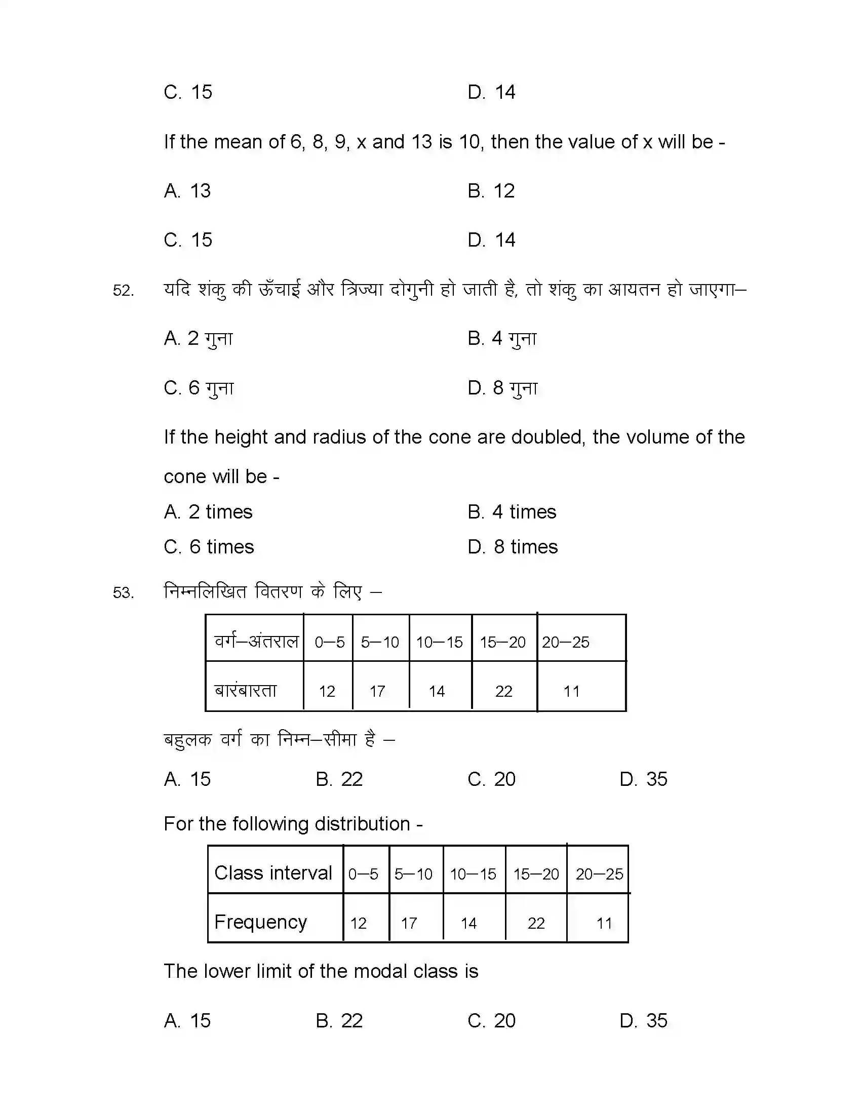Bihar Board Class 10th 2021 Maths Sample Paper 21