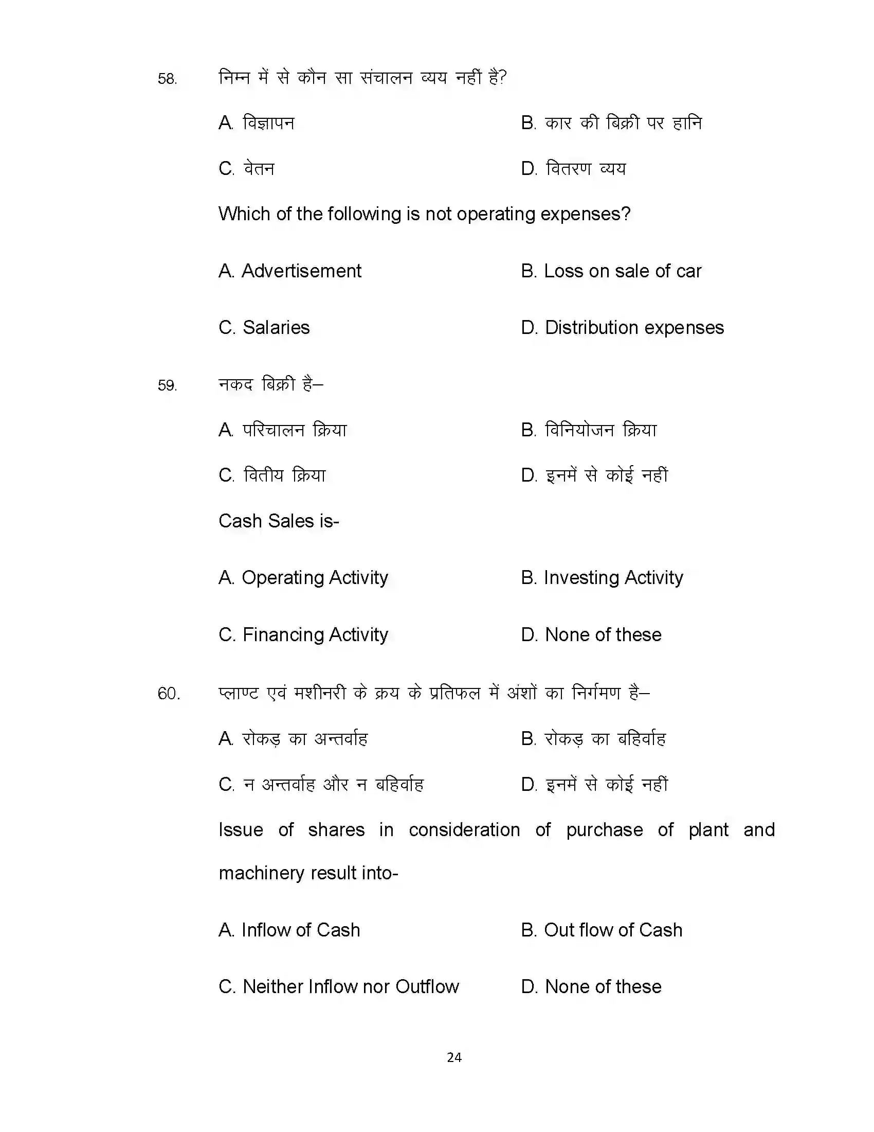 Bihar Board Class 12th 2021 Accountancy Sample Paper 24