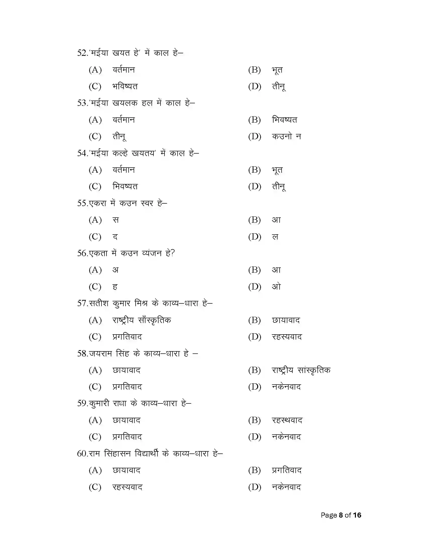 Bihar Board Class 12th 2025 Magahi Sample Paper 8