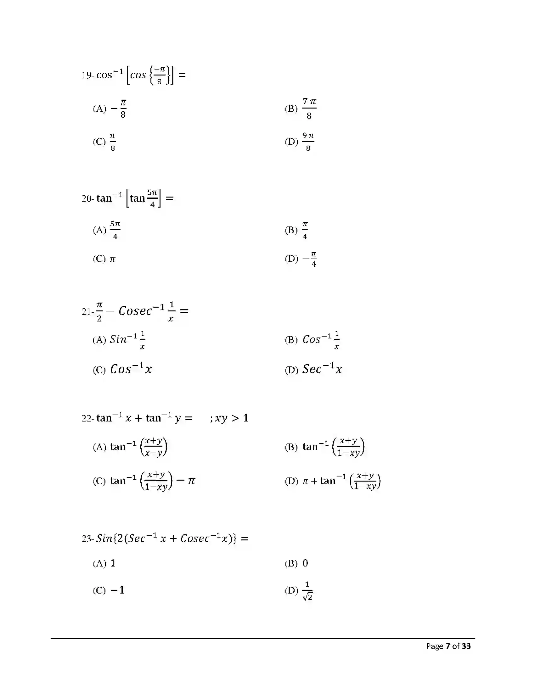 Bihar Board Class 12th 2026 Mathematics Sample Paper 7