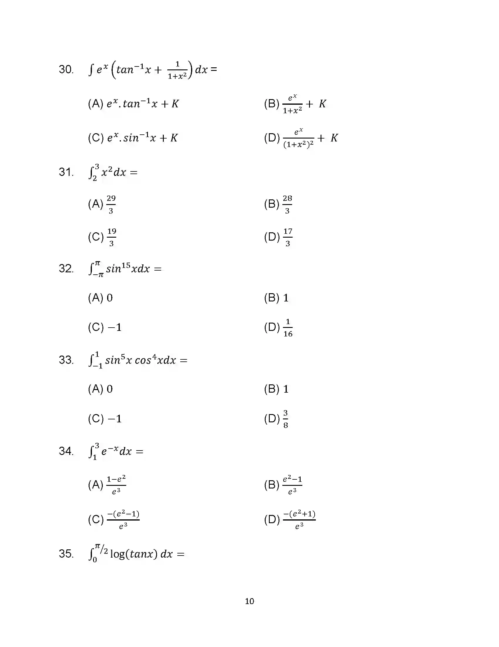 Bihar Board Class 12th 2024 Maths Sample Paper 10