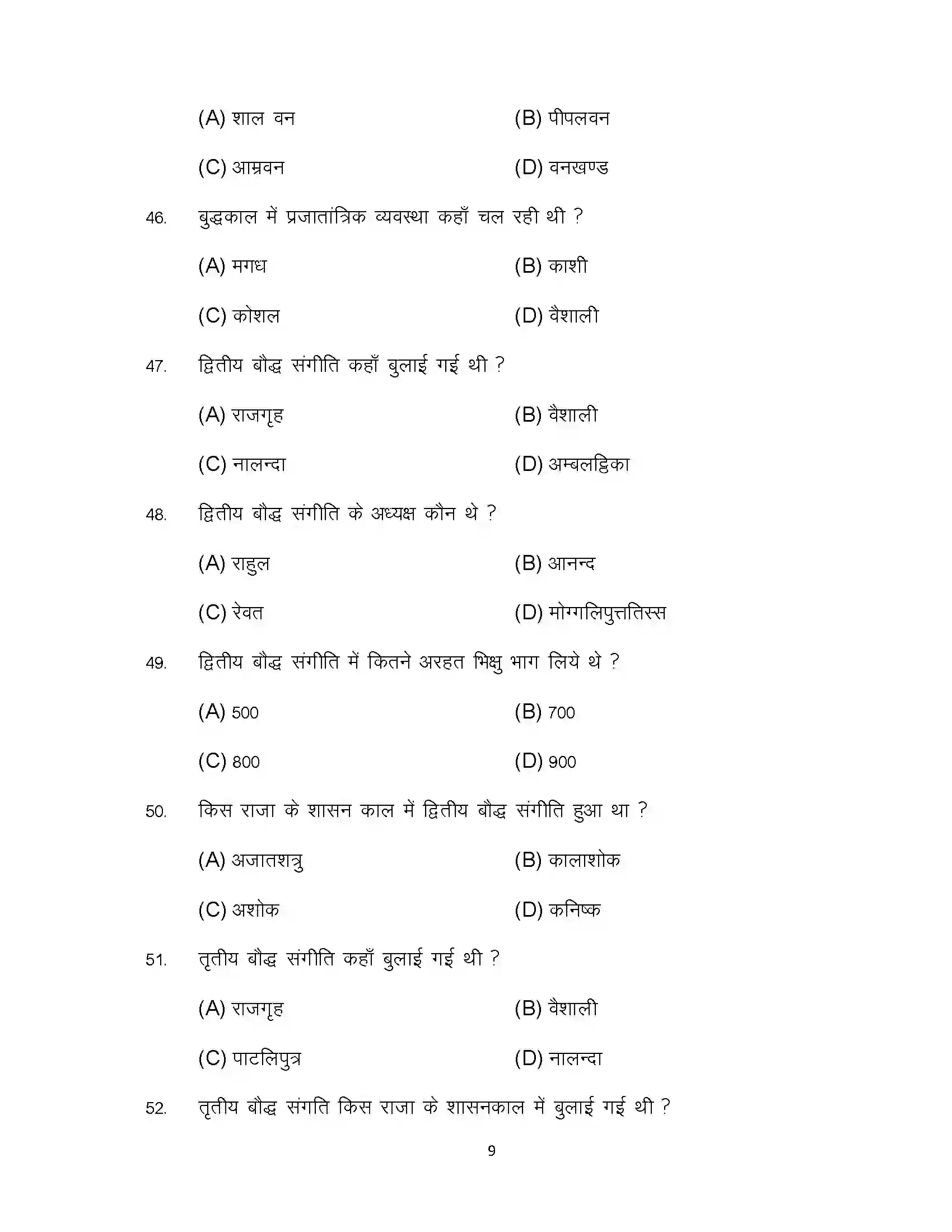 Bihar Board Class 12th 2024 Pali Sample Paper 9