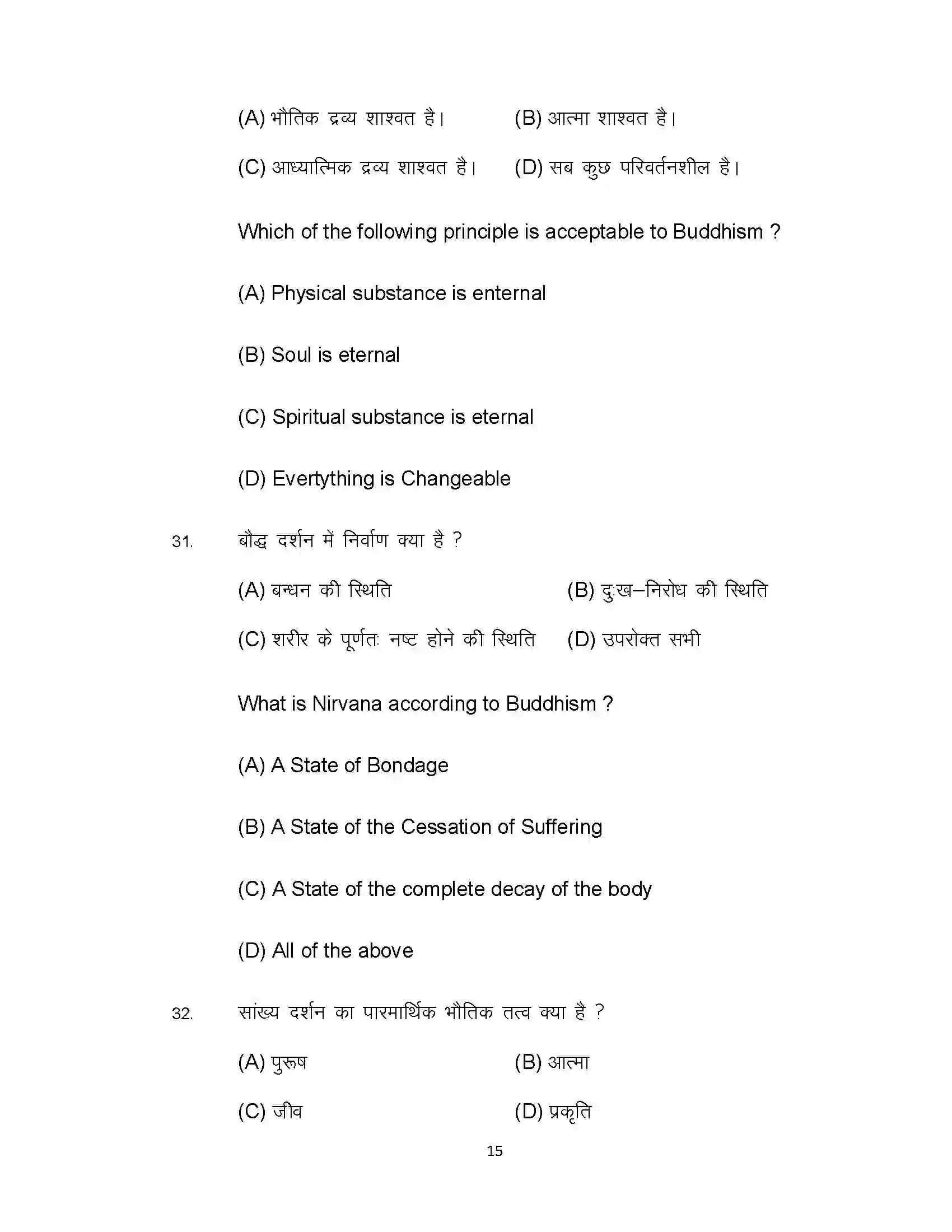 Bihar Board Class 12th 2022 Philosophy Sample Paper 15