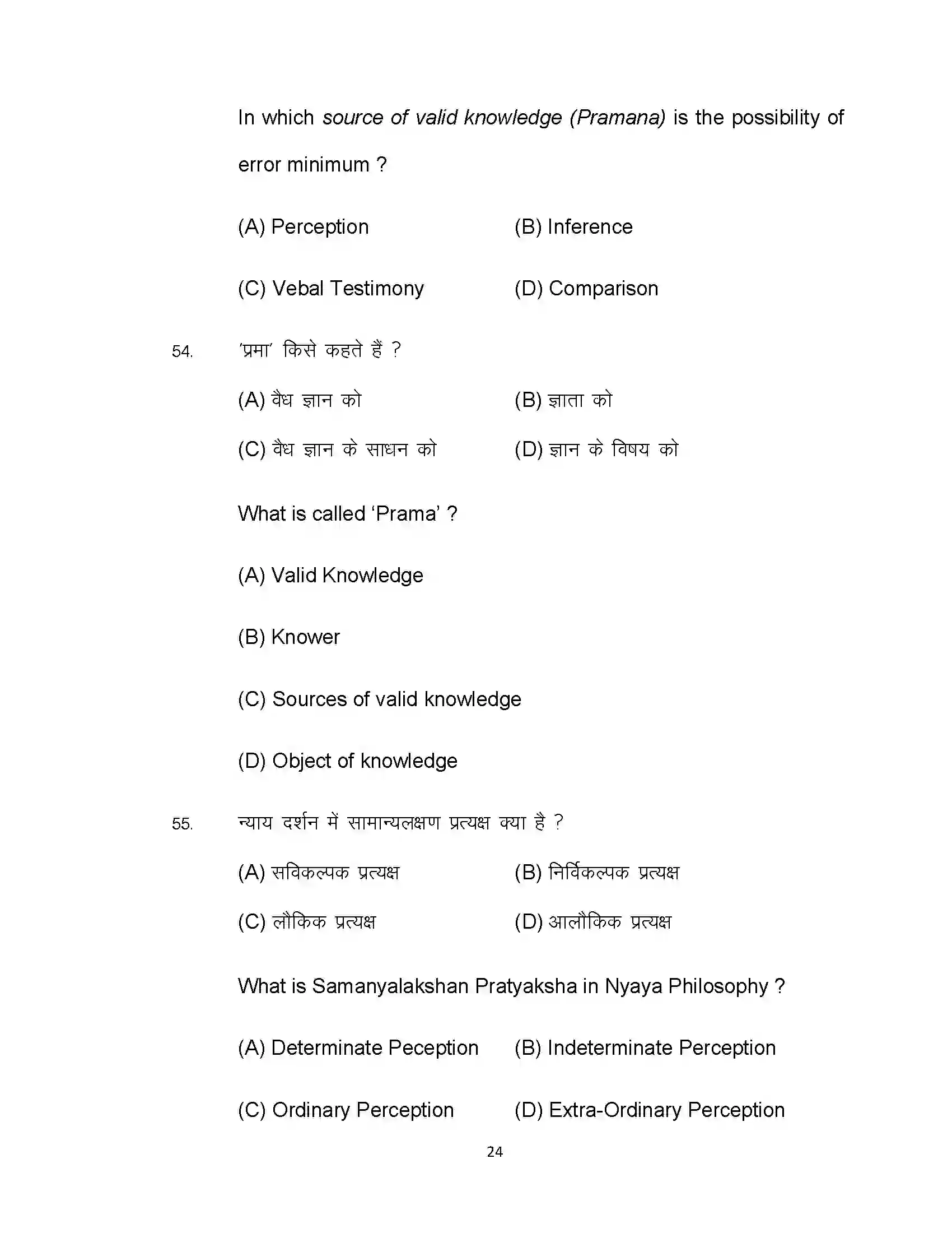 Bihar Board Class 12th 2022 Philosophy Sample Paper 24