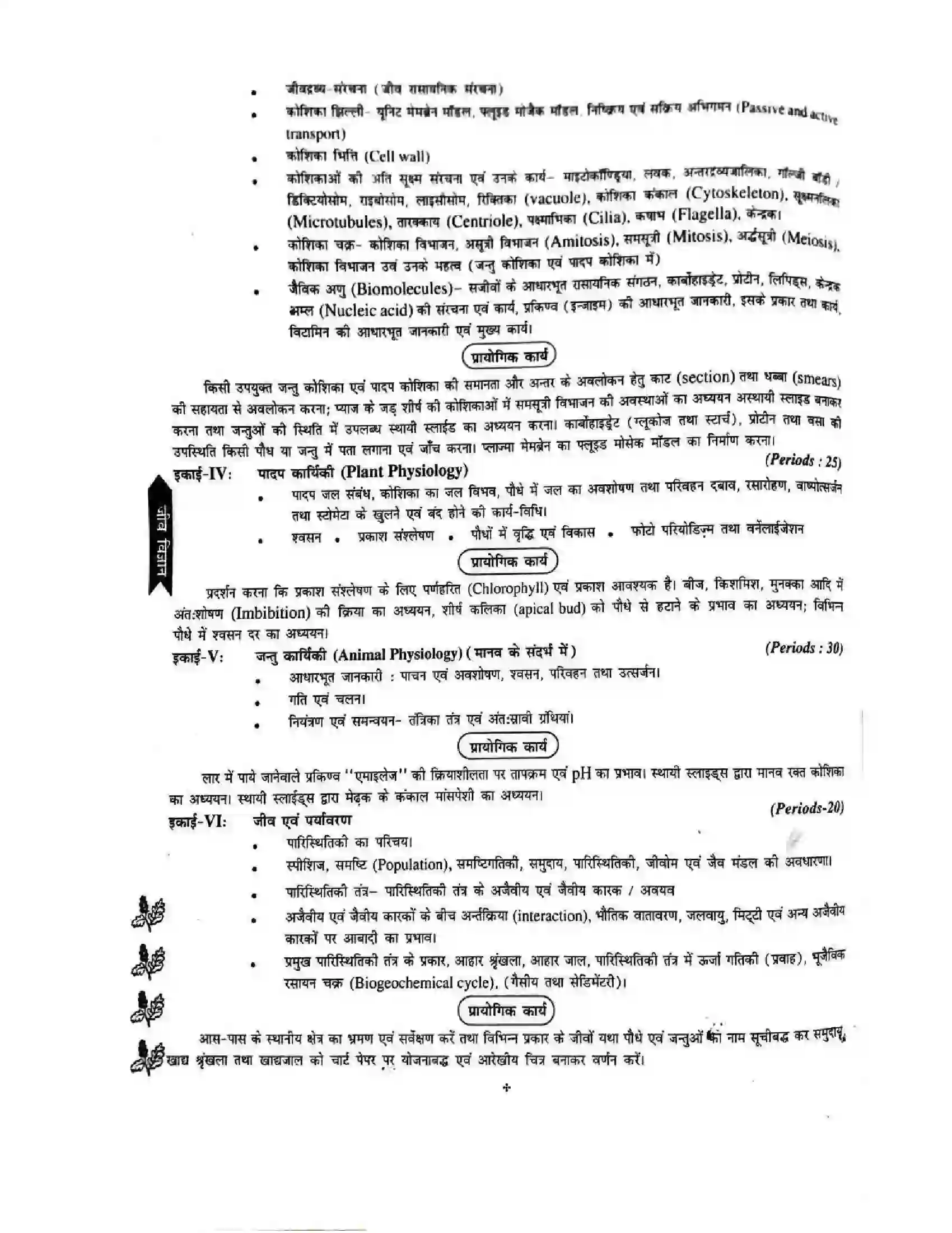 Bihar Board Class 11th 2025-26 Biology Syllabus 3