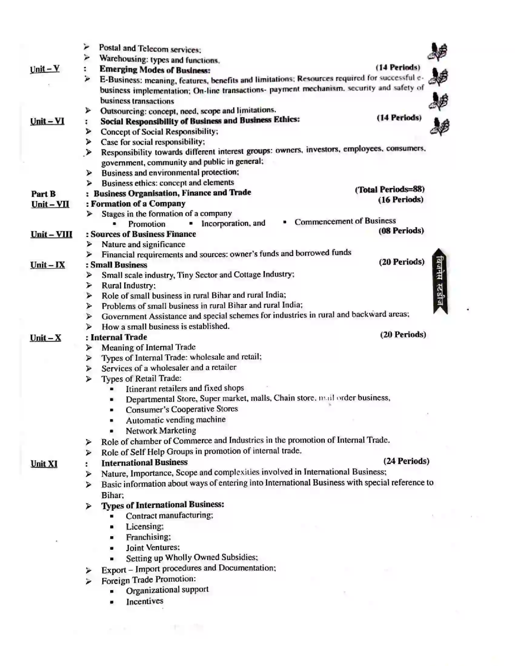 Bihar Board Class 12th 2025-26 Business Studies Syllabus 3